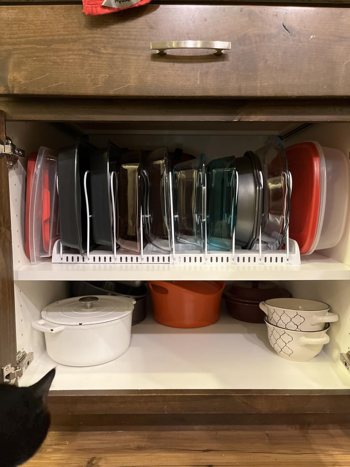 Simple Houseware Expandable Pan Organizer Rack, 10 Adjustable Compartments, White - Kitchen Cabinet Organizer for Pots, Pans, Lids & Bakeware - Pantry & Countertop Storage customer photo 1