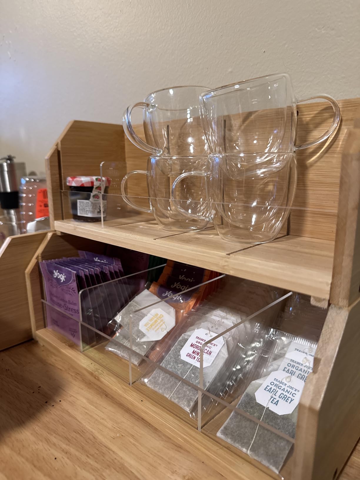 TIOPGHAD 2-Layer Stackable Bamboo Tea Bag Organizer Storage Holder & Rack - Wooden Tea Box Containers - Stand for Countertop or Cabinet customer photo 2
