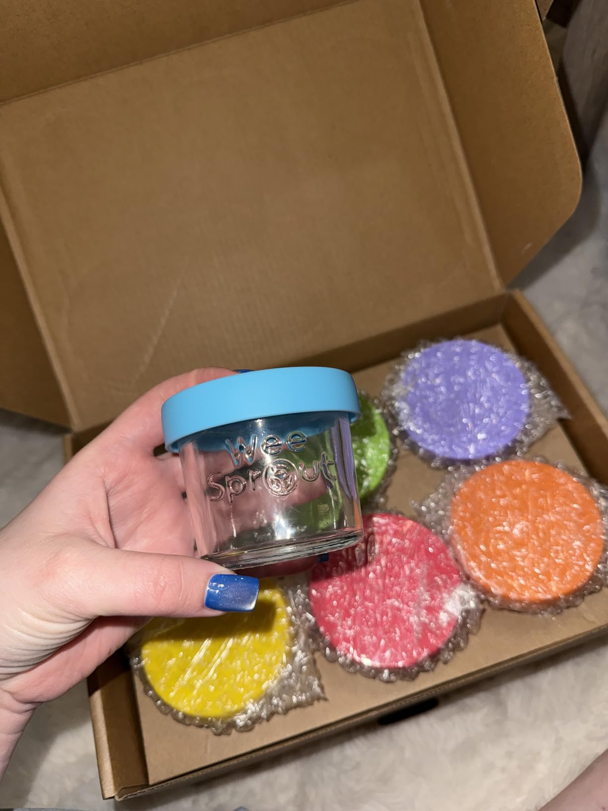 WeeSprout Glass Baby Food Storage Jars with Silicone Lids (4 oz, 12 Pack Set) Snack, Puree, Reusable Small Containers, Breast Milk, Fridge or Freezer, Essential Must Have for Infants customer photo 1