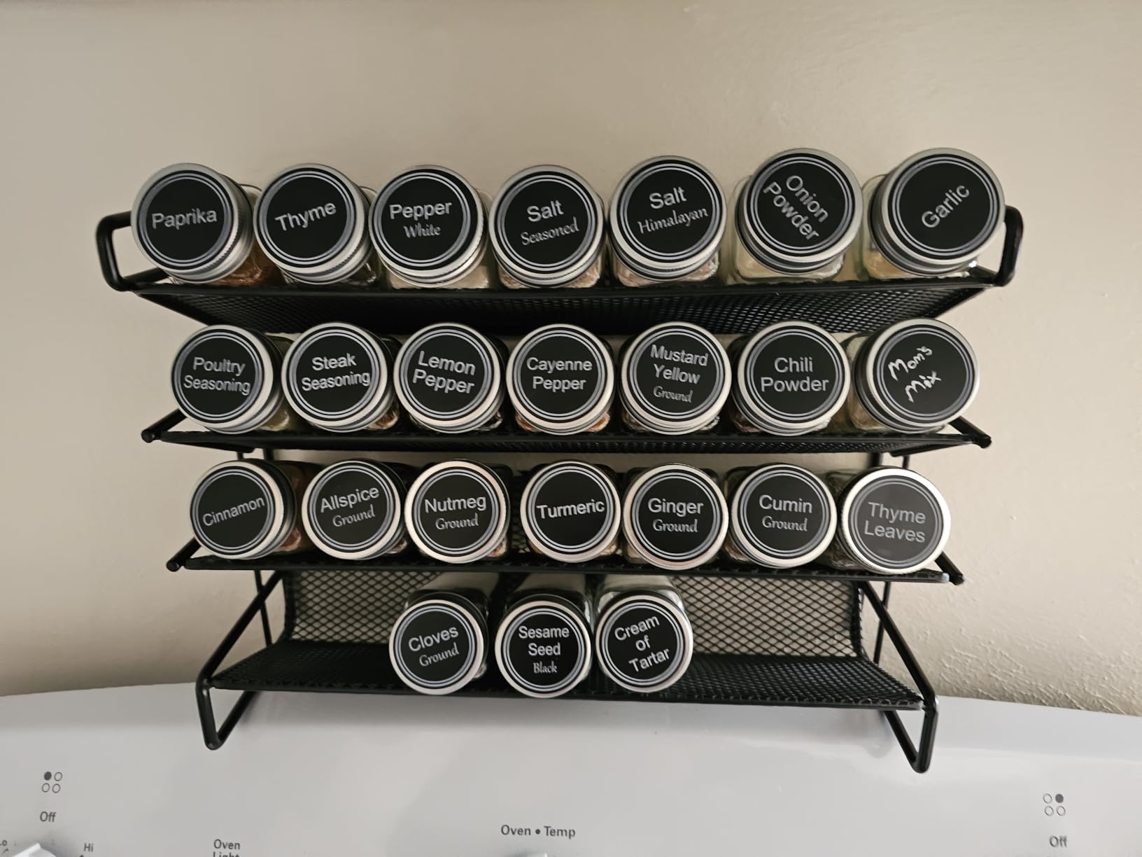 SpaceAid Spice Rack Organizer with 32 Spice Jars, 386 Spice Labels, Chalk Marker and Funnel Set for Cabinet, Countertop, Pantry, Cupboard or Door & Wall Mount - 32 Jars, 15.3