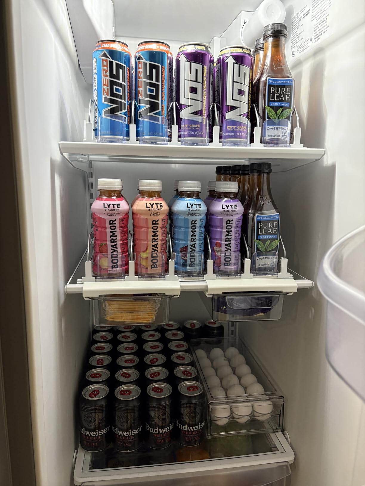 Drink Organizer for Fridge-White Automatic Pusher Glide,12oz 16oz 20oz-Soda Dispenser for Fridge-Holds up to 15 Cans customer photo 2