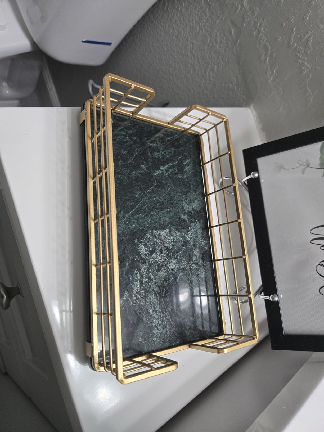 Wican Napkin Holder for Table, Bamboo Iron Standing Napkin Dispenser for Kitchen Dining Farmhouse Cocktail Picnic Bar Rustic Wood Holders for Paper Mail Bills Suitable for All Dining Room Decors Black customer photo 2