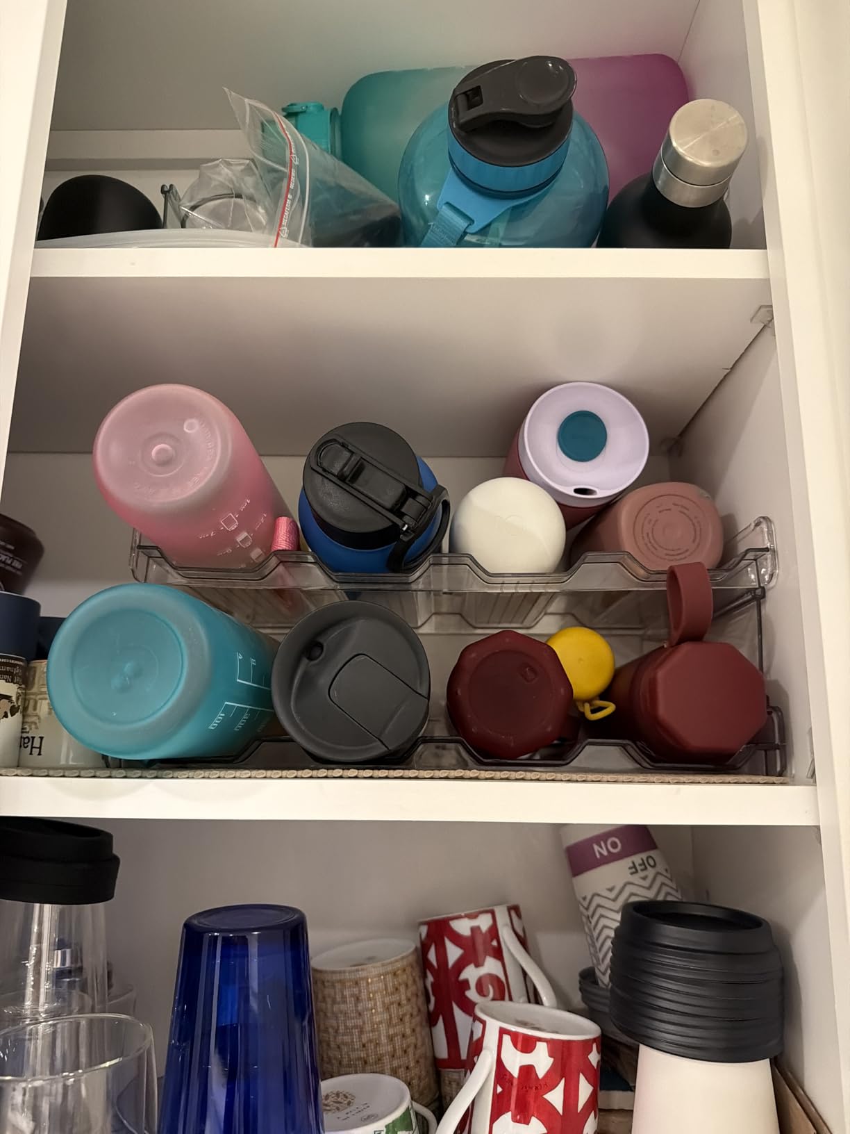 Lifewit Stackable Water Bottle Organizer for Cabinet, Plastic Bottle Holder Fits Bottles/Tumblers up to 3.8