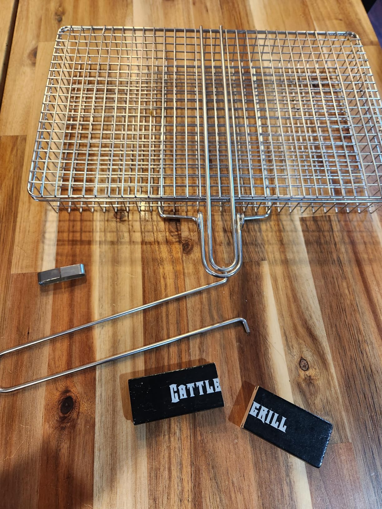 Grill Basket Extra Large, SUS304 Stainless Steel, Portable Folding BBQ Camping Grilling Rack for Fish, Vegetables, Shrimp, Barbeque Griller Cooking Accessories, Grilling Gifts for Men, Dad customer photo 2