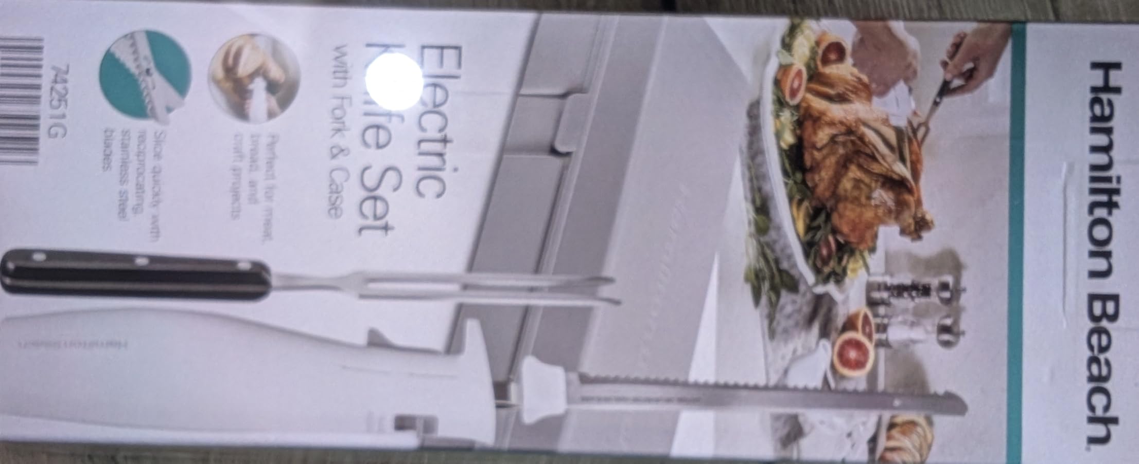 Hamilton Beach Electric Knife Set for Carving Meats, Poultry, Bread, Crafting Foam & More, Reciprocating Serrated Stainless Steel Blades, Ergonomic Design Storage Case + Fork Included, 5 Foot Cord customer photo 2