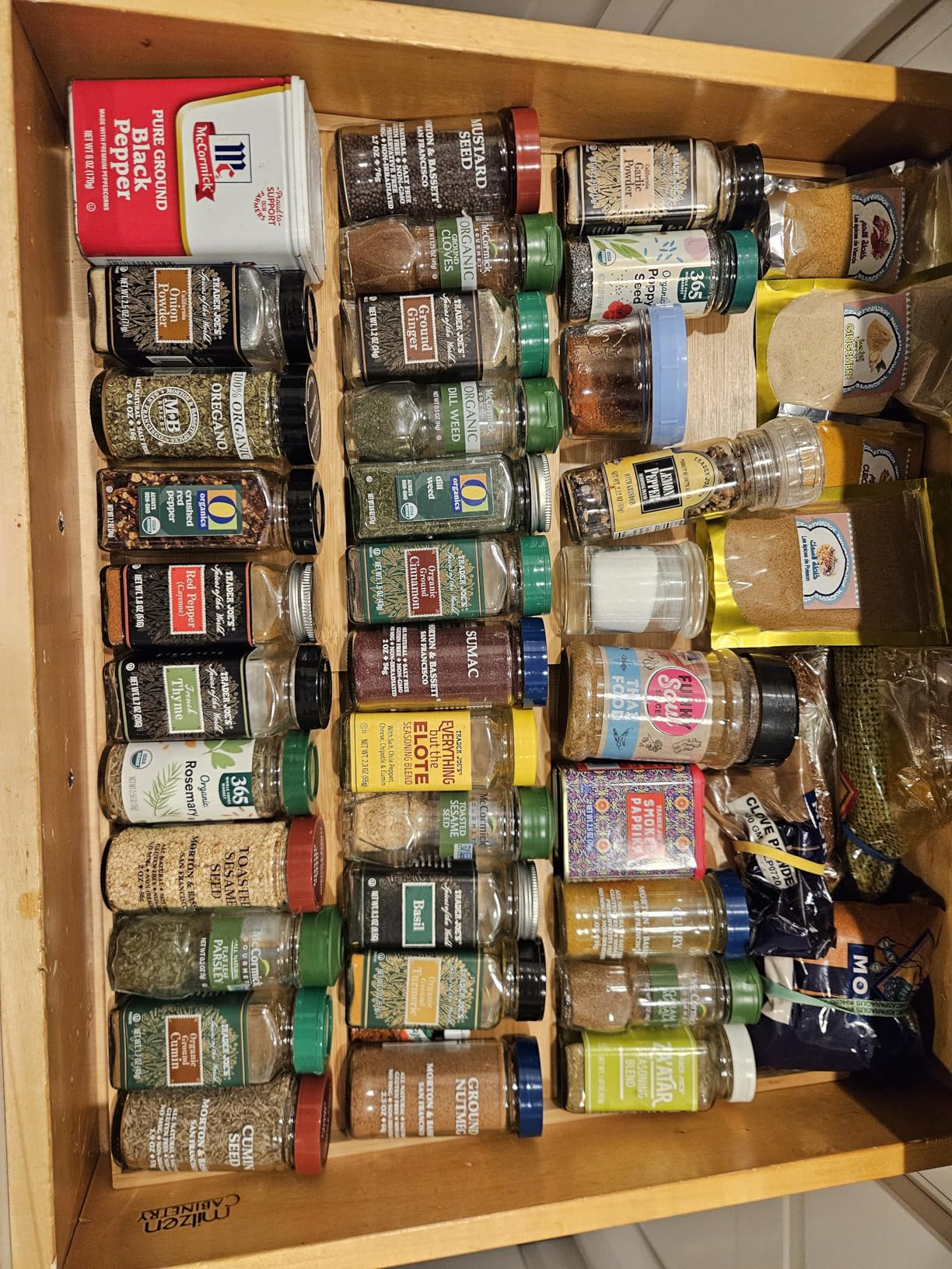 SpaceAid Bamboo Spice Drawer Organizer, (Need 3