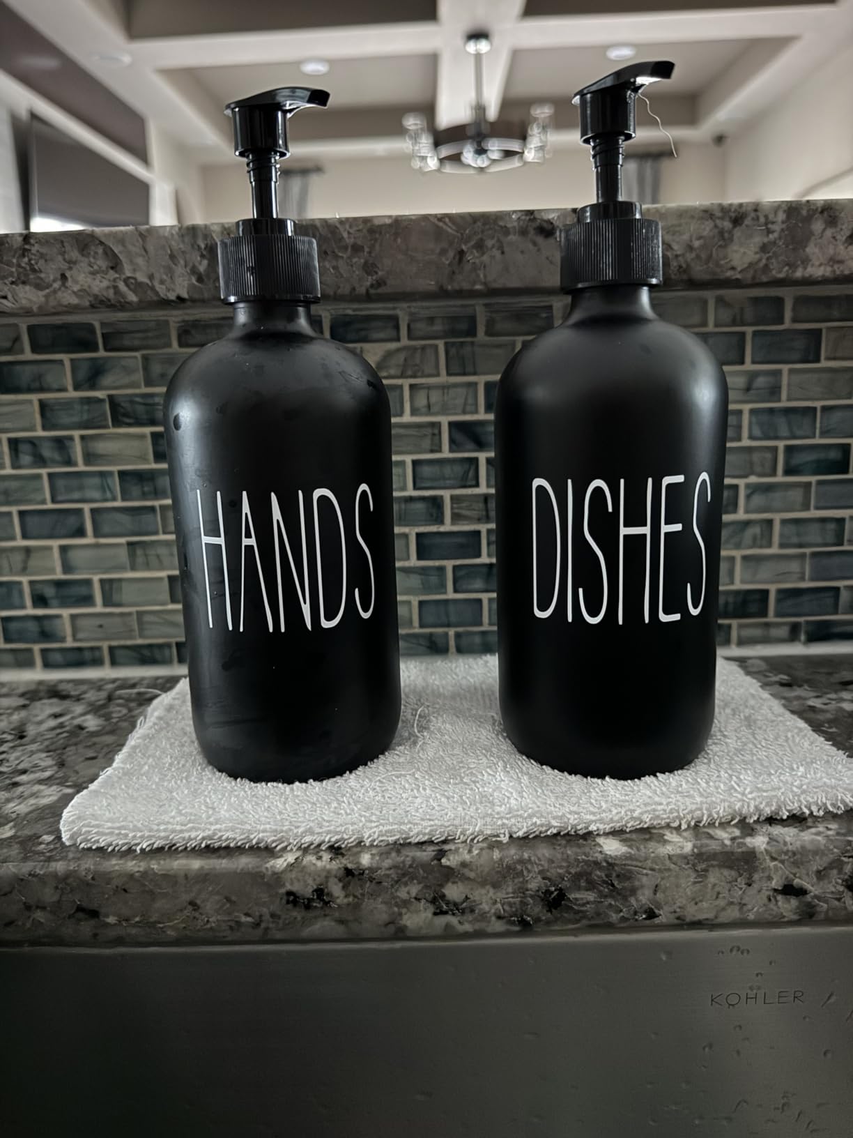 COHOSEGE Glass Soap Dispenser Set 2 Pack,Contains Hand and Dish Soap Dispenser.Premium 16 Oz Black Kitchen Soap Dispenser Set for Kitchen Sink and Farmhouse Decor customer photo 1