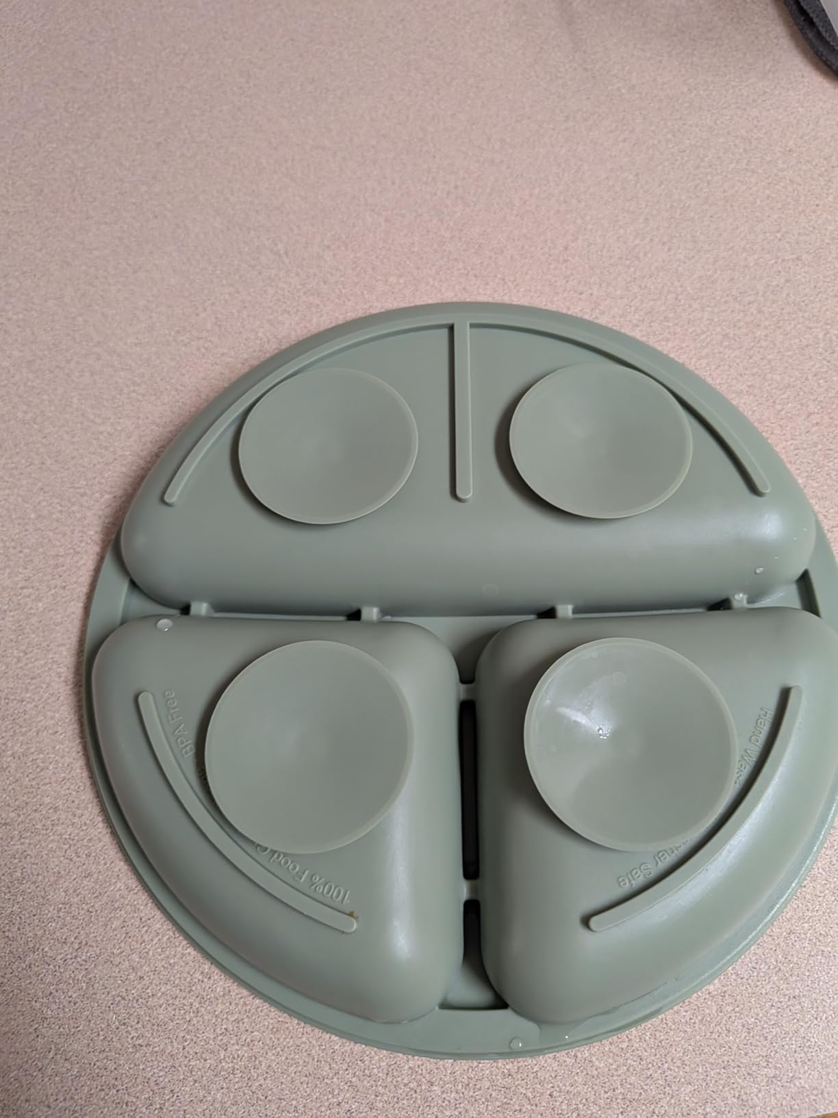 Eascrozn Toddler Plates 3 Pack, Divided Suction Plates for Baby, 100% Food Grade Silicone Baby Plates, Non-Slip, Baby Led Weaning Supplies, Microwave & Dishwasher Safe customer photo 2