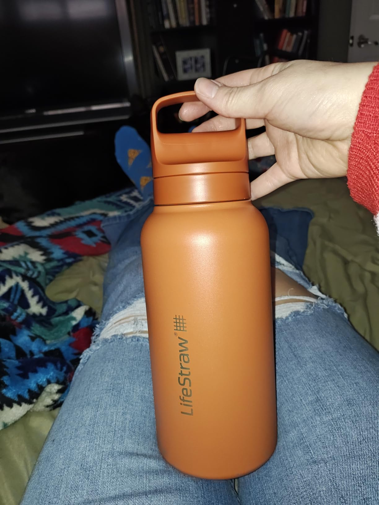 LifeStraw Go Series - Insulated Stainless Steel Water Filter Bottle for Travel and Everyday Use Removes Bacteria, Parasites and Microplastics, Improves Taste, 24oz Kyoto Orange customer photo 1