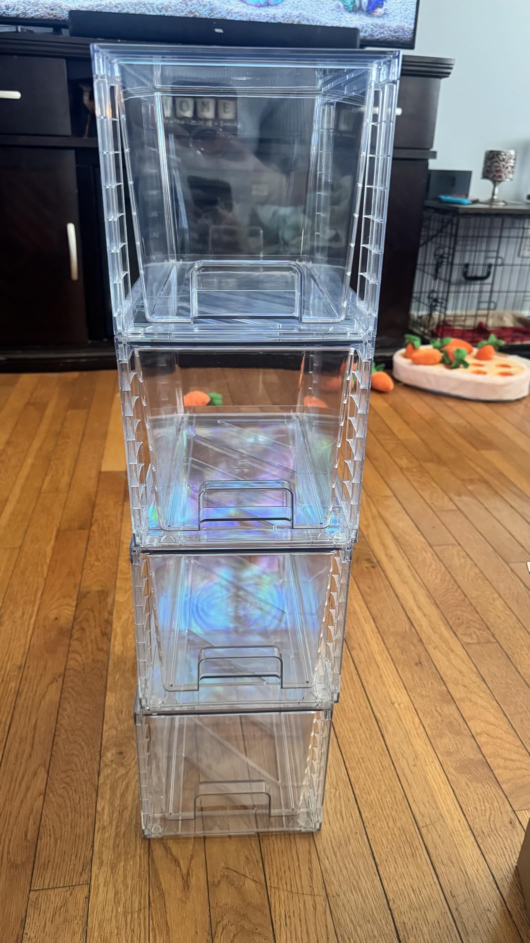 Vtopmart 4 Pack Large Stackable Storage Drawers,Easily Assemble Acrylic Bathroom Closet Undersink Organizers and Storage,Plastic Bins for Kitchen Cabinets,Pantry,Makeup,Medicine Organization customer photo 1