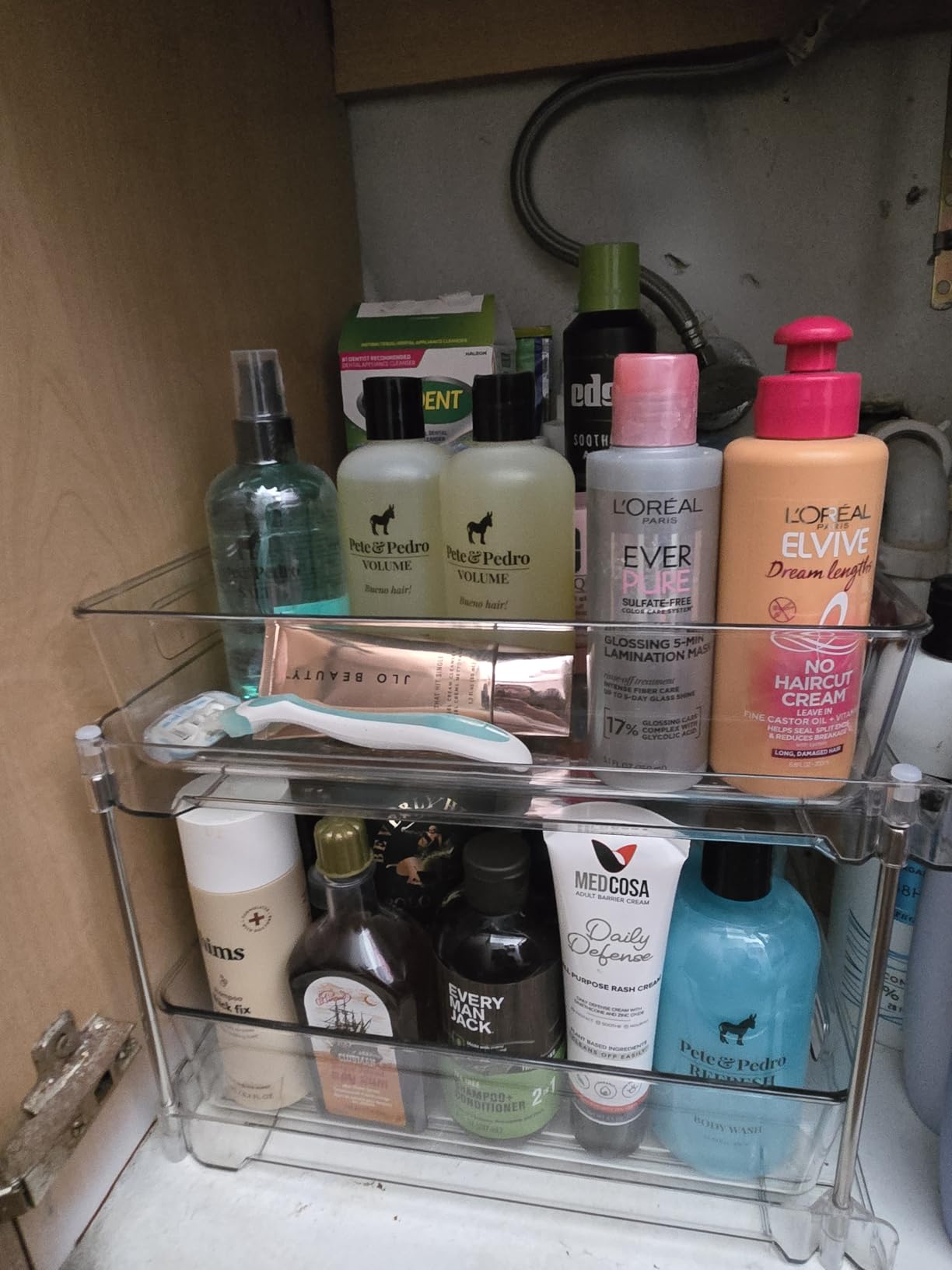 Vtopmart 4 Pack Bathroom Organizer, 2 Tier Clear Under Sink Organizers Vanity Countertop Storage Container,Cabinet Drawers Bins, Pull-Out Organization with Track for Pantry, Kitchen customer photo 2