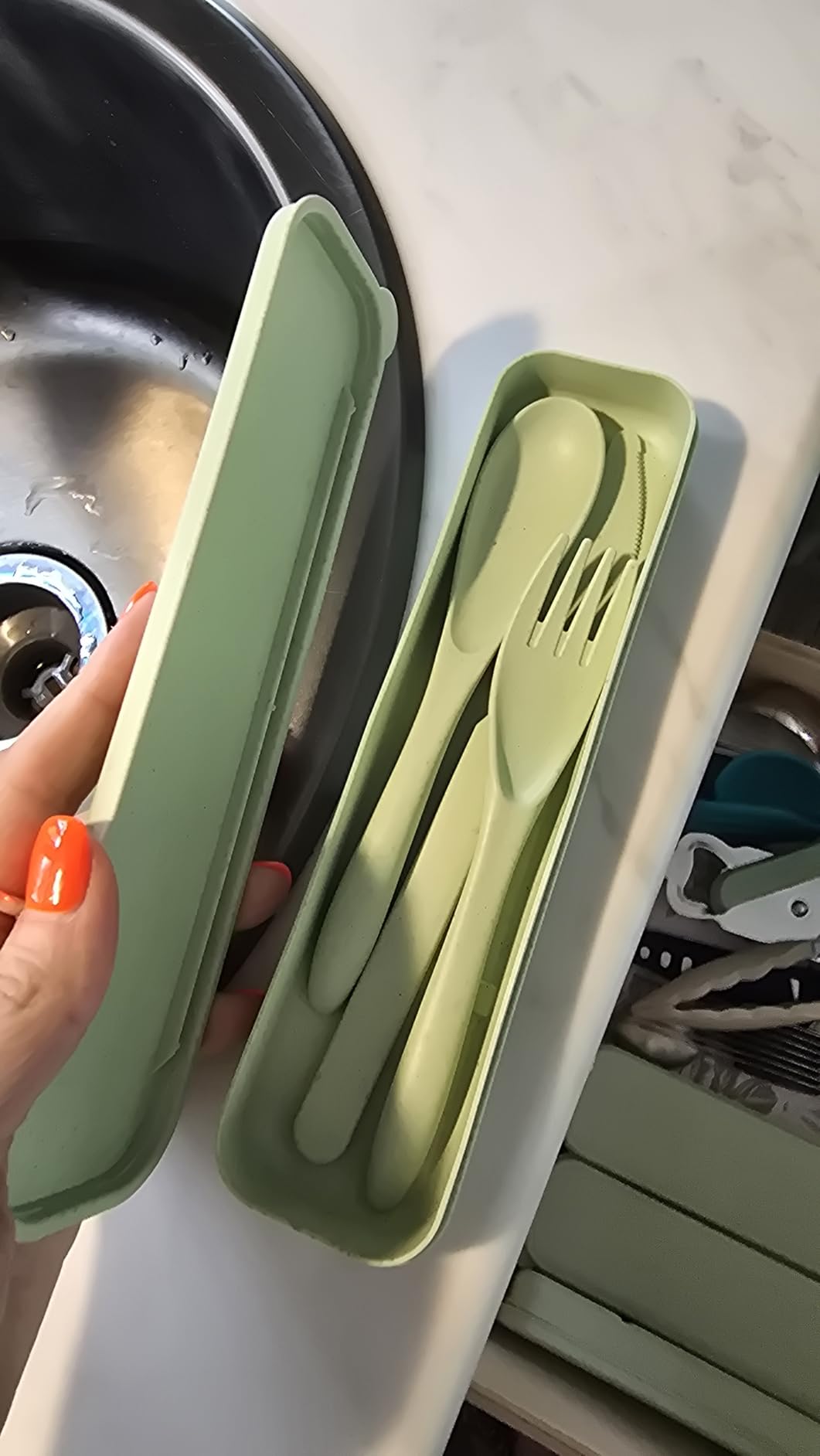 Wheat Straw Dinnerware Sets | Unbreakable Dinnerware Sets | Dishwasher Microwave Safe Dinnerware | Eco Friendly Non Breakable Dinnerware Sets | RV Outdoor Camping (Green, Service for 8 (32 pcs)) customer photo 2