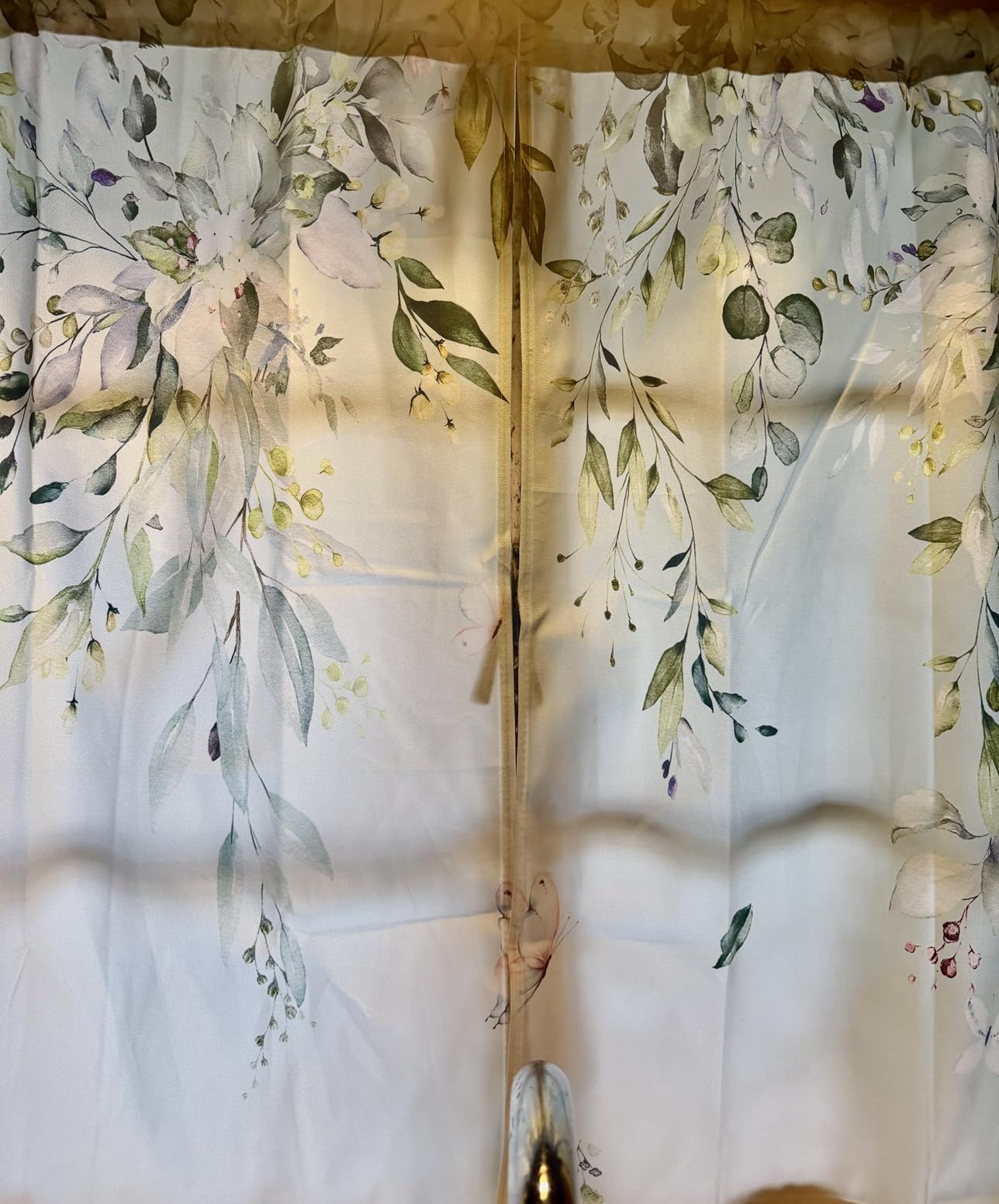 Eucalyptus Botanical Leaves Floral Kitchen Window Curtains Over Sink Boho Farmhouse Flower Leaf Small Window Treatment Sage Green Cafe Short Curtains for Bathroom Tier Drapes 27.5x39 inch customer photo 1