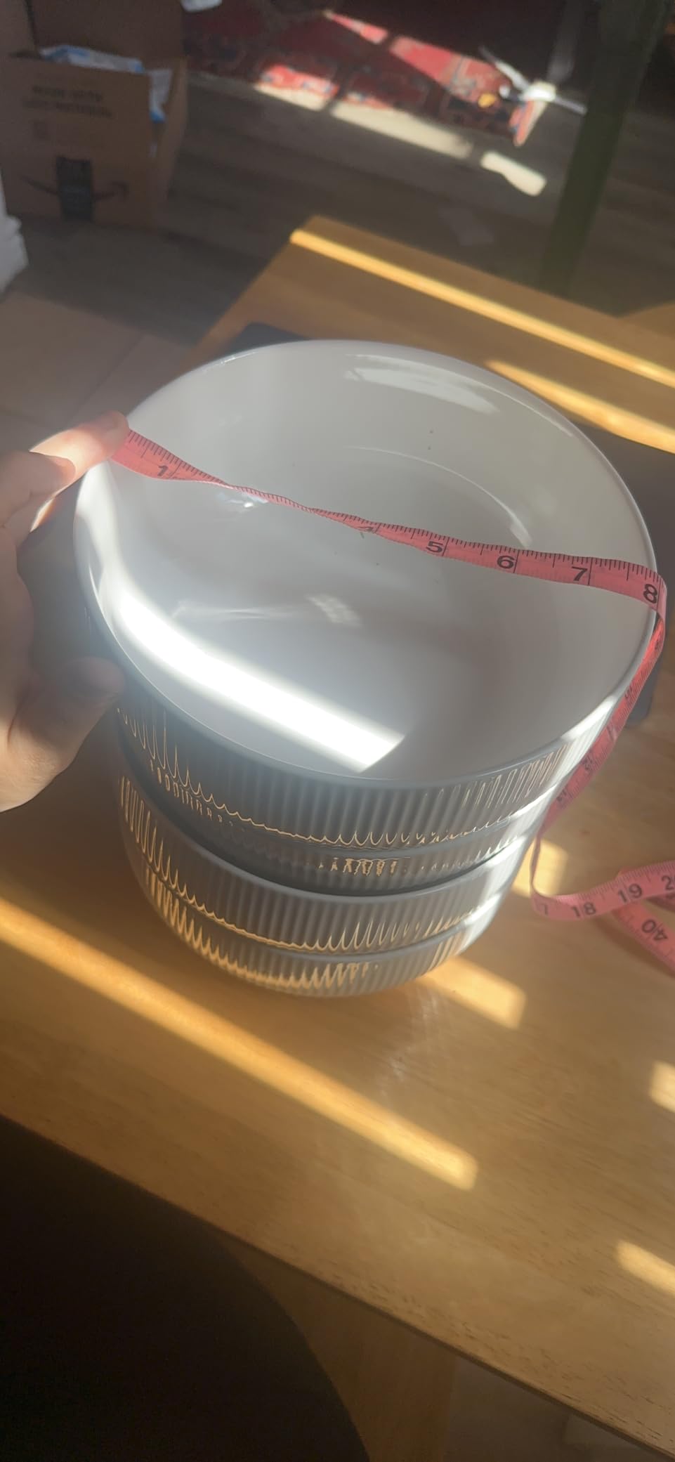 getstar Large Serving Bowls (8 inch & 60 fl oz), Ceramic Salad Bowl Set of 2, Microwave and Dishwasher Safe, Farmhouse Kitchen Decorative Bowls Set (Embossed Checks & Stars) customer photo 1