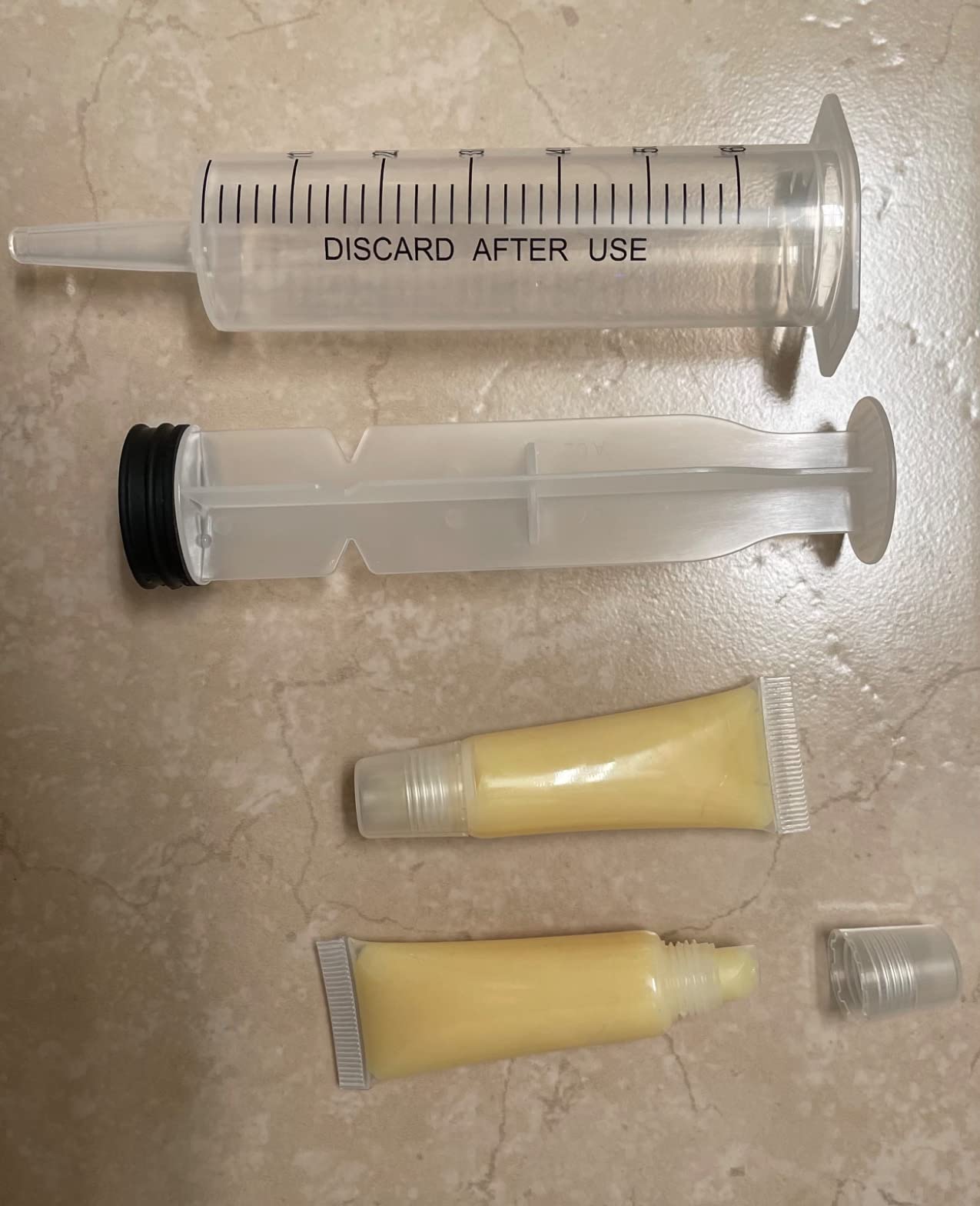 4 Pack Large Syringes for Liquid, 20ml & 60ml Plastic Syringe for Measuring, Lip Gloss TKP Lipgloss Base Flavoring Oil Food Oral Medicine Injection Feeding- with Tip Cap and Pipettes customer photo 1