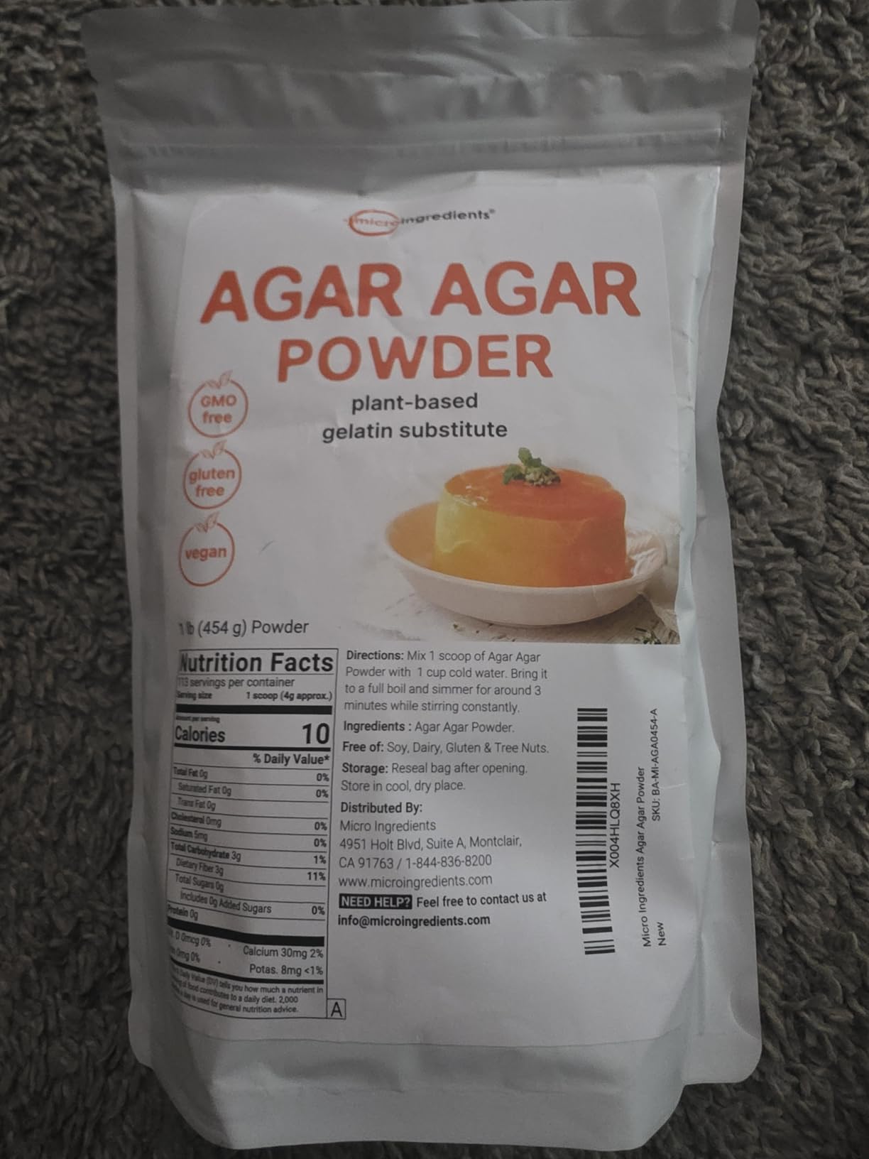 Agar Agar Powder, 1lb (16oz) | Planted-Based Source from Red Algae | Unflavored Thickening Agent for Cooking & Baking | Vegan Substitute for Beef Gelatin | Non-GMO, Vegan Friendly customer photo 1