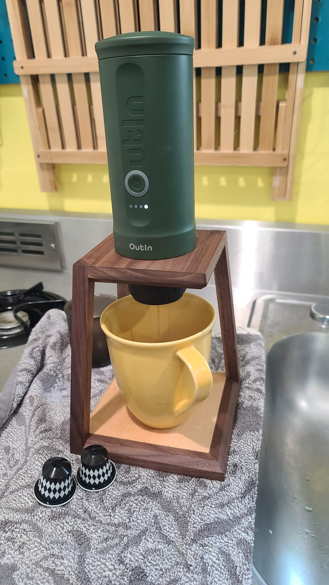 watchget Pour Over Coffee Station Coffee Dripper Stand Wooden Drip Station Pour Over Coffee Maker Stand Filter Holder customer photo 2