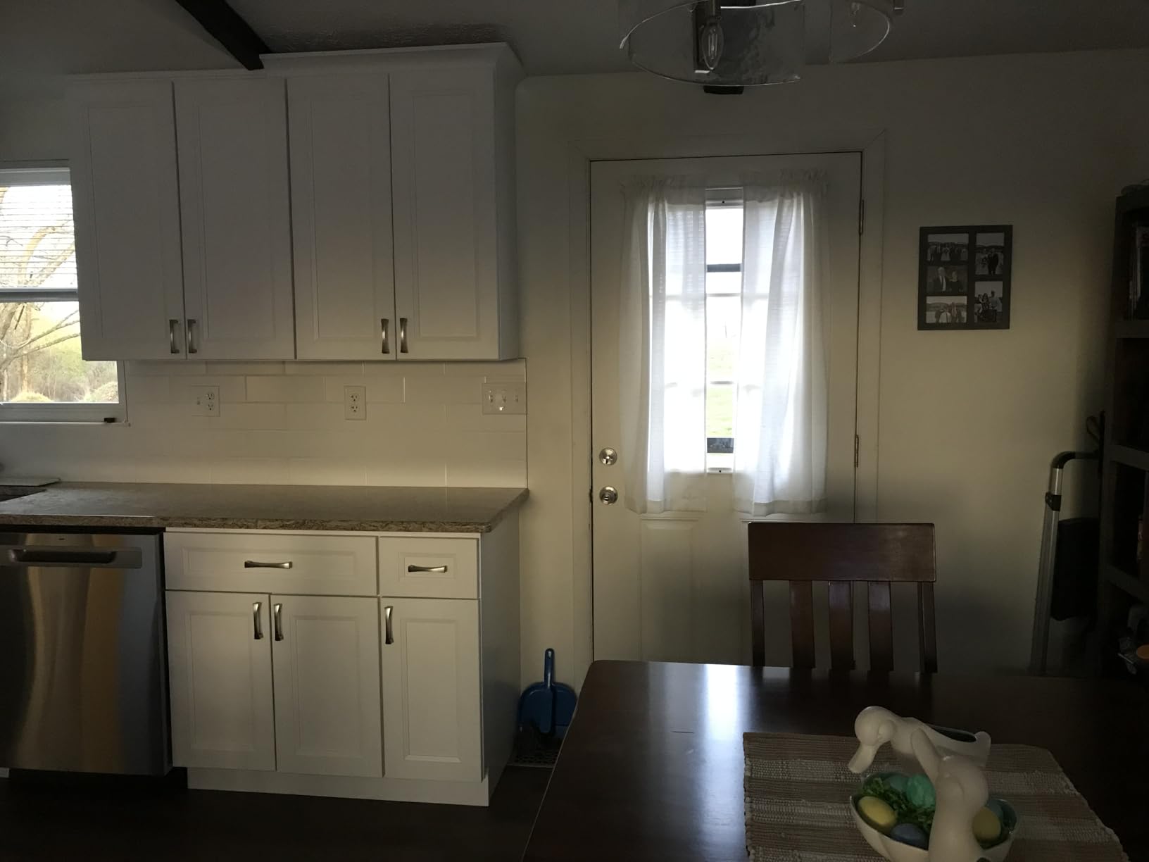 Chyhomenyc 2 Panels White Kitchen Curtains 36 Inch Length Tier Curtain, Faux Linen Textured Small Cafe Curtain, Light Filtering Short Window Curtains for Bathroom Basement, 30x36 inch, 2PCS customer photo 1