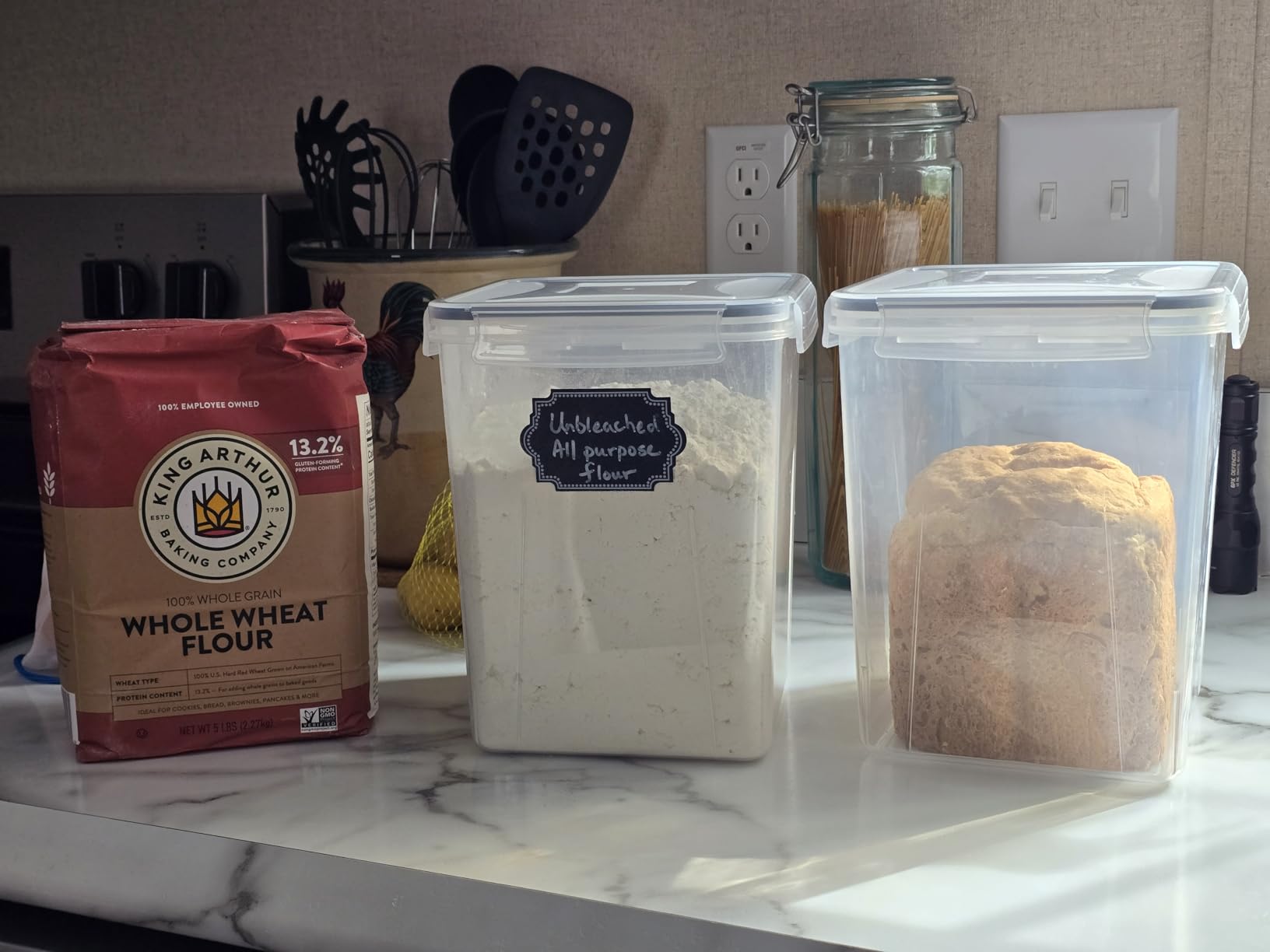 HKJ Chef 4 Pack Large Airtight Food Storage Containers with Lids (5.2L / 176oz), BPA Free Plastic Kitchen and Pantry Organization Containers for Cereal Flour and Sugar Storage, Labels & Marker customer photo 2