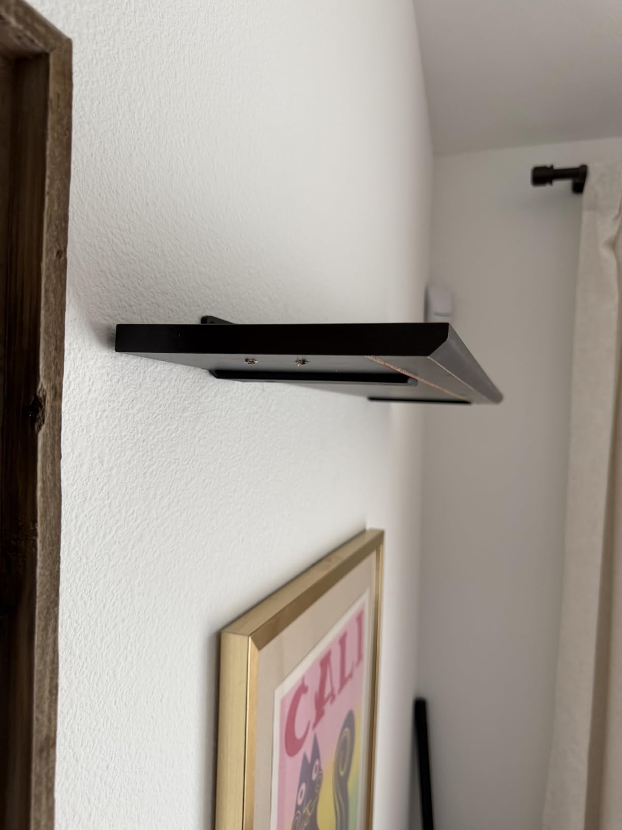 Goovilla Shelf Bracket, Heavy Duty Floating Shelf Brackets 6 inch Long, 6 Pack Brackets for Shelves, Black Coated Metal Wall Shelf Support Brackets with 1/5 Inch Thick and 160 lb. Load Capacity customer photo 1