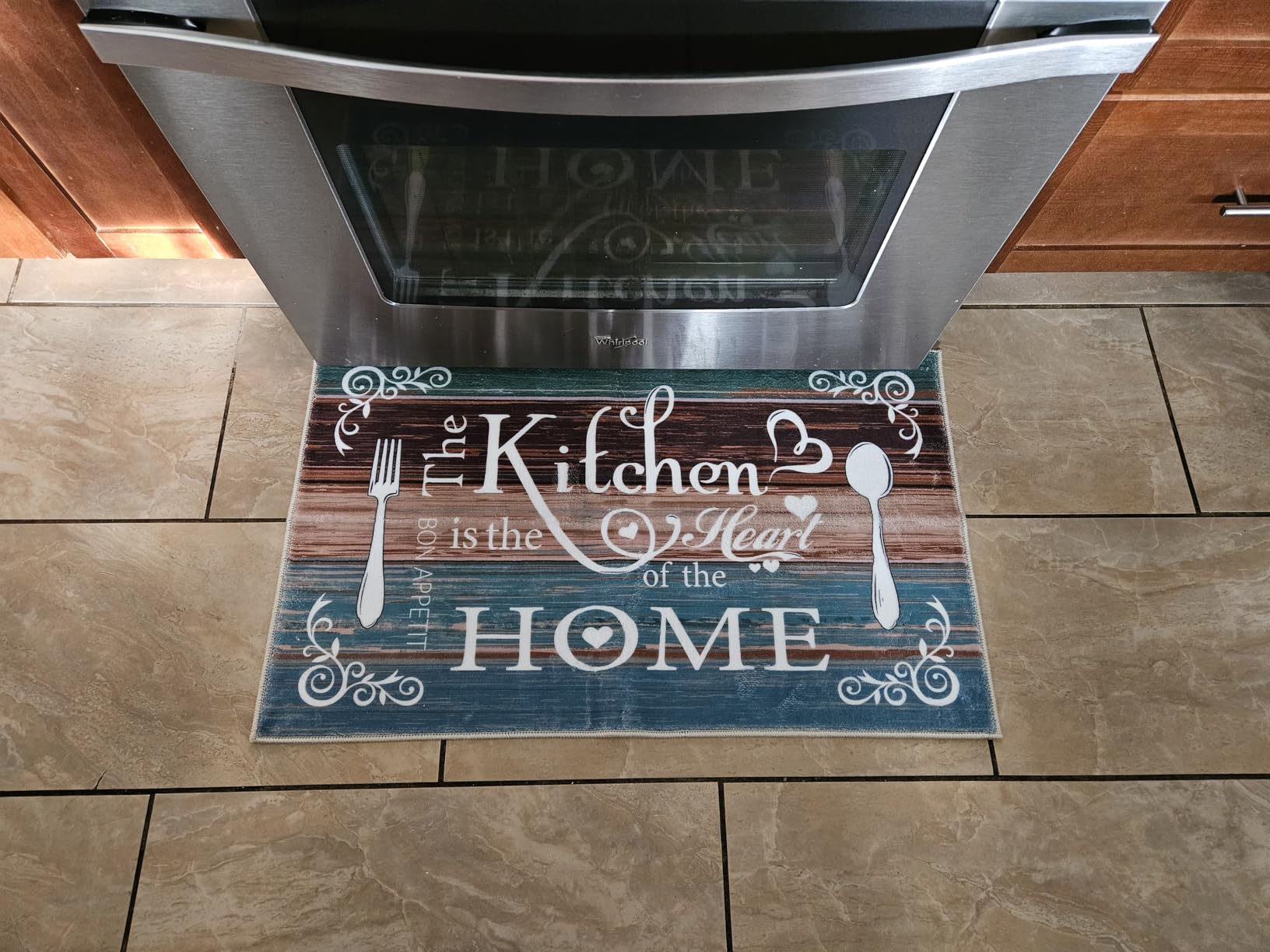 Vaukki Boho Kitchen Rug Sets 3 Pieces, Washable Kitchen Mats for Floor, Non Slip Soft Kitchen Area Rug Floor Mat for Kitchen, Laundry Room and Hallway (Teal, 20''x32''+20''x47''+20''x59'') customer photo 2