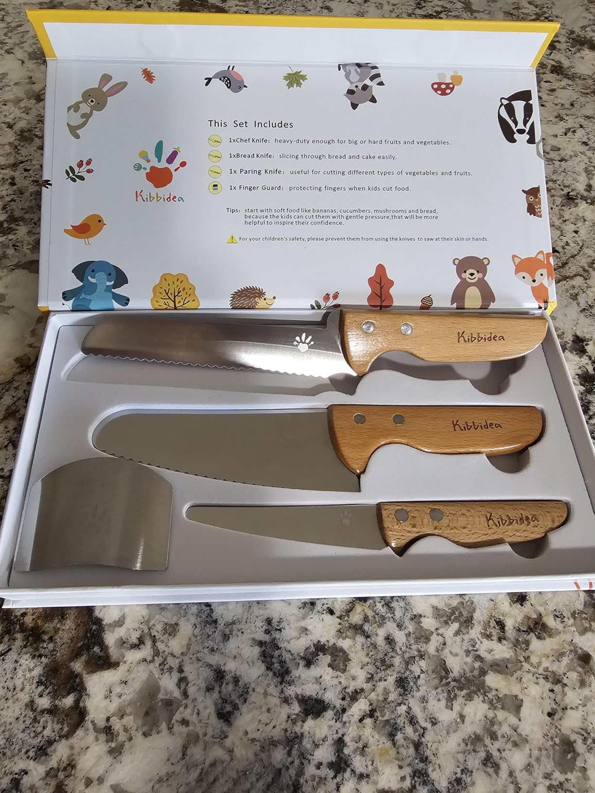 Kibbidea Kids Safe Knife Set, 4pcs Beginners Kitchen Knives for Real Cooking, Food-grade Stainless Steel Blades for Cutting Chopping, Child First Starter knife, BPA-free (Silver) customer photo 2