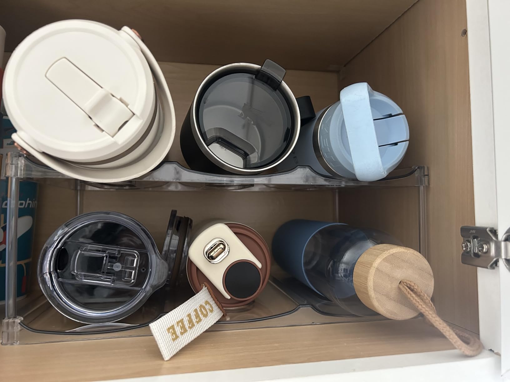 LARGER Compartment - Stackable Water Bottle Organizer Holder - for Stanley & Others' Large Tumbler - Clear Wine Rack, Cup Bottle Holder for Cabinet Home Countertop Fridge Pantry Shelf, 3 Tier Hold 9 customer photo 1