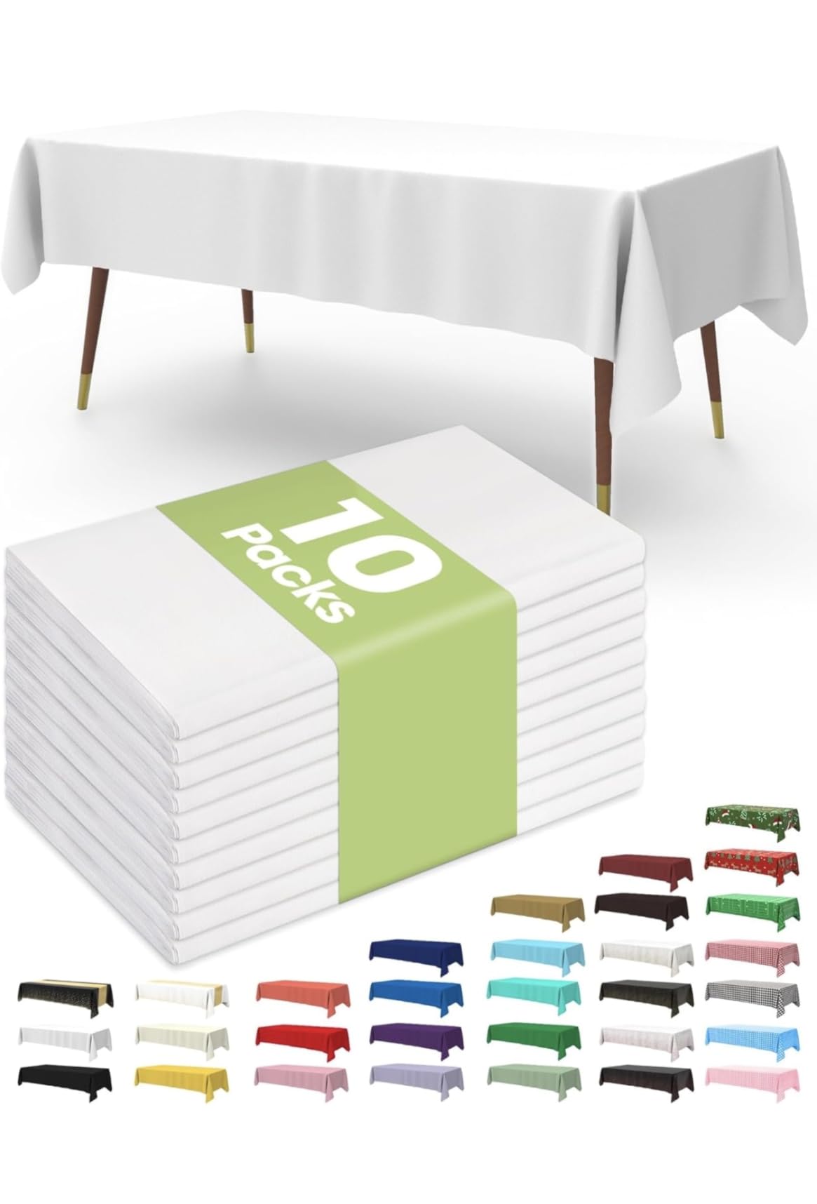Pureegg Plastic Table Cloth 10 Pack, 54 x 108 Inch Disposable Table Cloths for Party, Picnic and Wedding, Rectangle, White customer photo 2