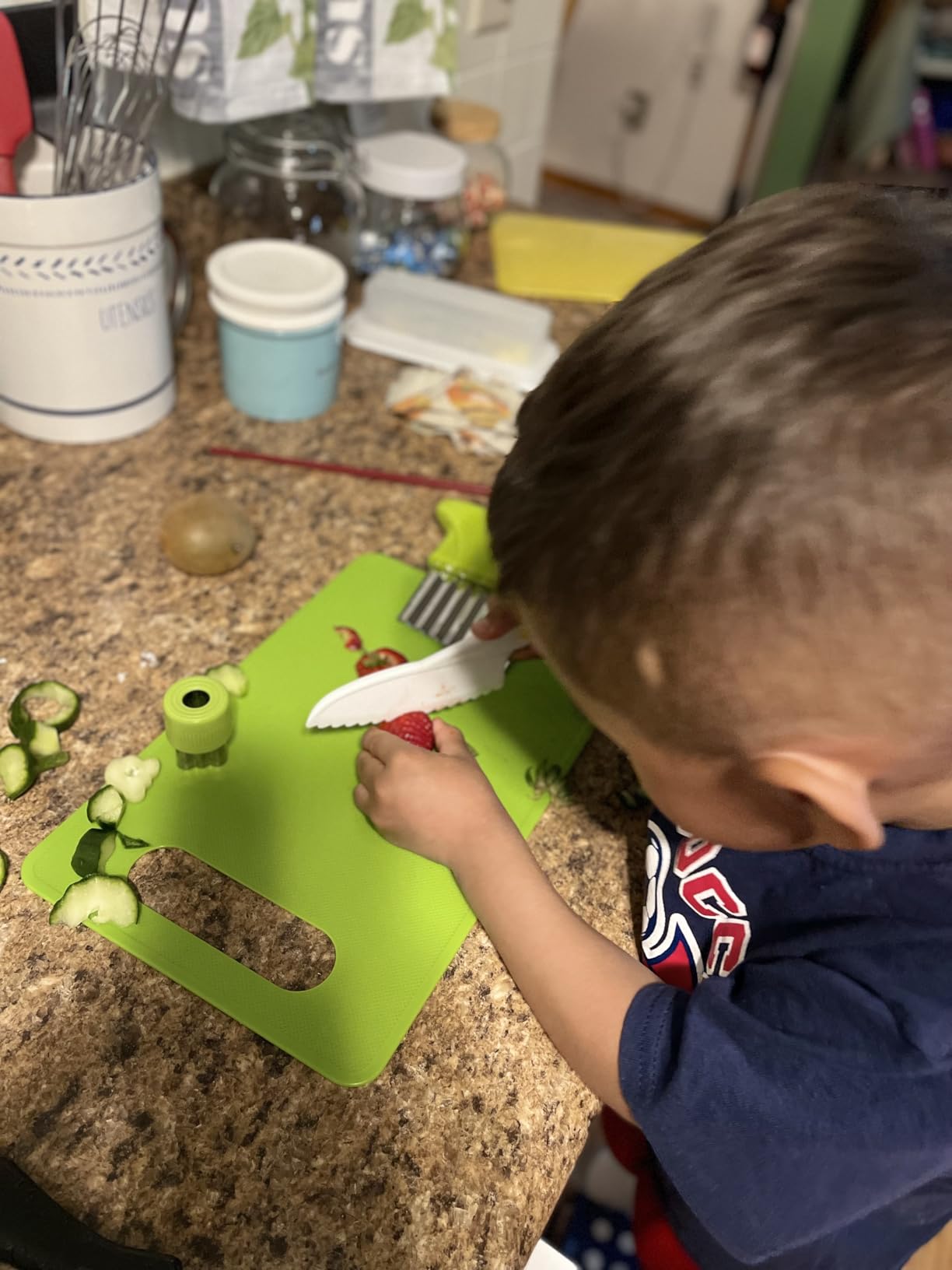 28PCS Toddler Knife Set - Kids Knifes for Real Cooking, Montessori Kids Kitchen Knife Set with Cutting Board Crinkle Cutters Kid Safe Knives, Toddlers Kitchen Tools for Age 2-10 Year Old Girl Boy customer photo 2