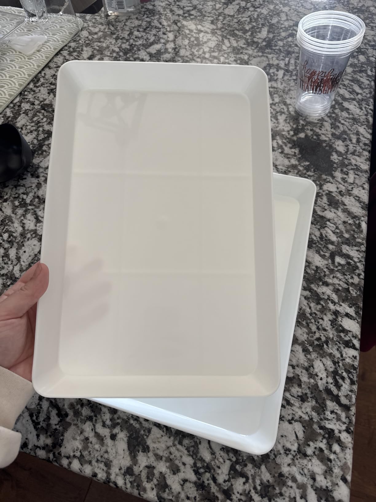 WOWBOX 4 pcs Serving Tray for Entertaining, Grilling BBQ Accessories, Serving Platters for Snacks, Fruit, Reusable Plastic Trays for Serving Food and Pantry Organization in Kitchen & for Easter Parties customer photo 1