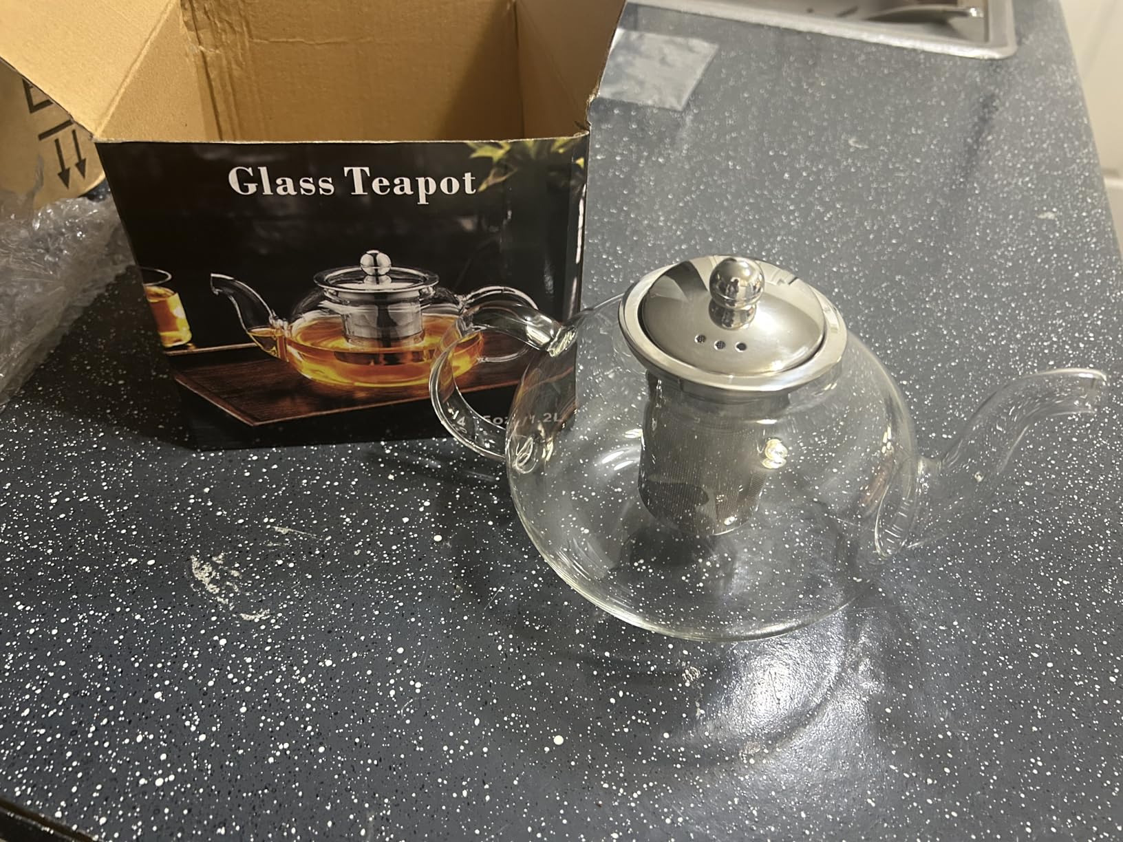 PARACITY Glass Teapot Stovetop 20 OZ/600ml, Tea pot with Removable 18/8 Stainless Steel Infuser, Borosilicate Clear Tea Kettle, Teapot Blooming and Loose Leaf Tea Maker Tea Brewer for Camping, Travel customer photo 2