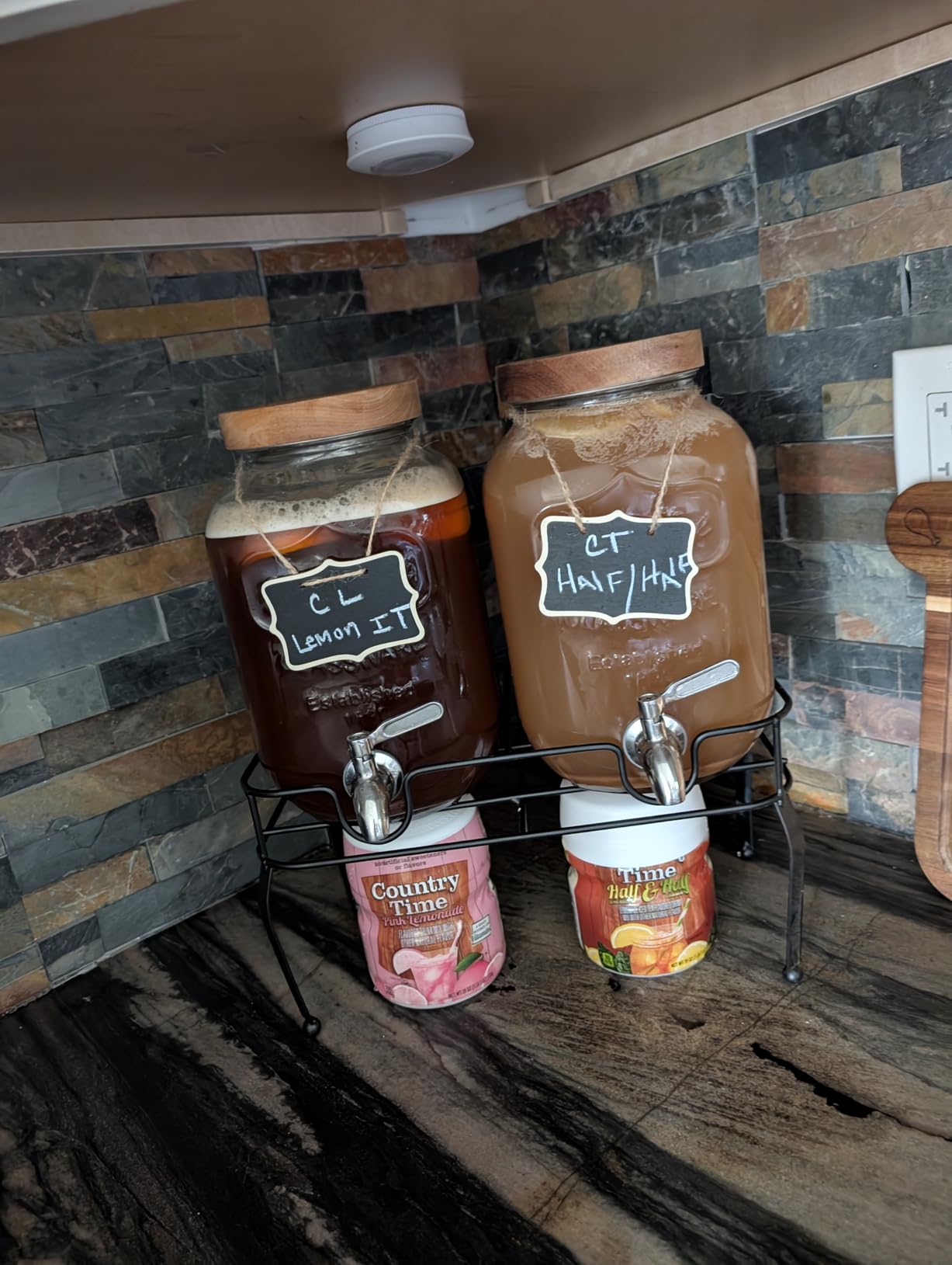 mustry Glass Drink Dispenser for Parties, 1 Gallon Beverage Dispenser with Stand and Spigot, Set of 2 customer photo 1