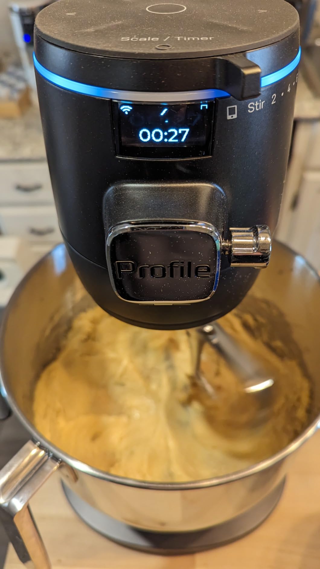 GE Profile Smart Stand Mixer w/Built-In Smart Scale & Auto Sense Technology, 7qt Stainless Steel Bowl, 11 Speed l Dough Hook, Beater, 11-wire whip l works w/Amazon Alexa & Google Home l Stone White customer photo 1