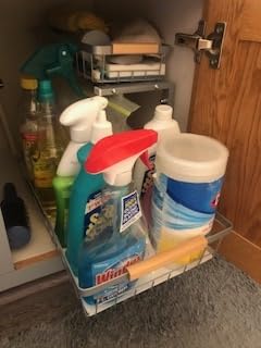 Kitstorack Under Sink Organizer, 2 Tier Under the Sink Storage, Slide out Pull out Cabinet Organizer Shelf, Metal Sliding Drawer for Kitchen Bathroom Pantry Closet Organization Rack, Black, 2 Pack customer photo 2