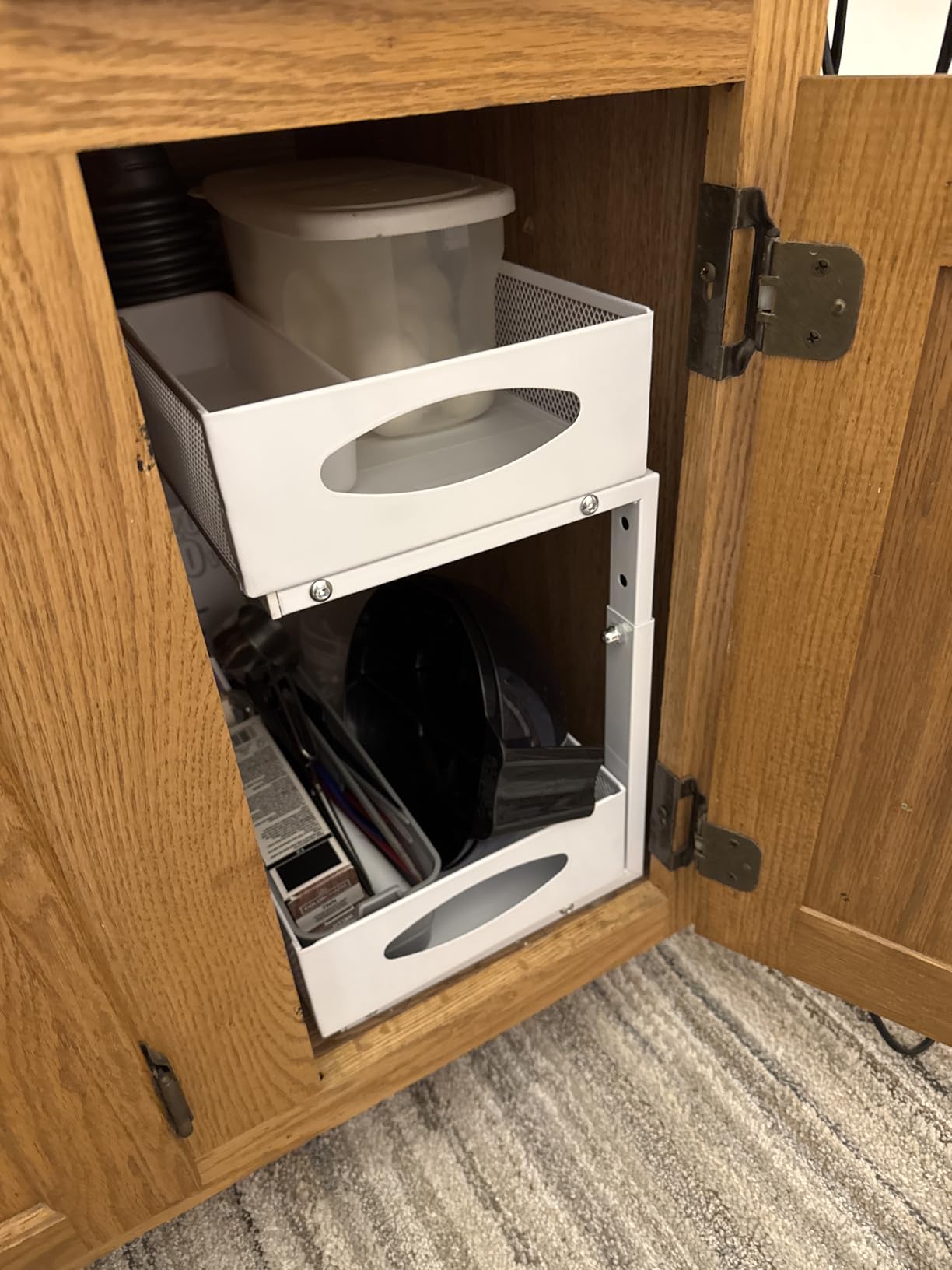 Under Sink Organizer, 2 Tier Pull out Cabinet Organizer Baskets with Mesh Sliding Drawers, Slide out Storage Shelf for Home, Kitchen, Bathroom, Pantry, Office Cabinet, Countertop(1 Pack) customer photo 2