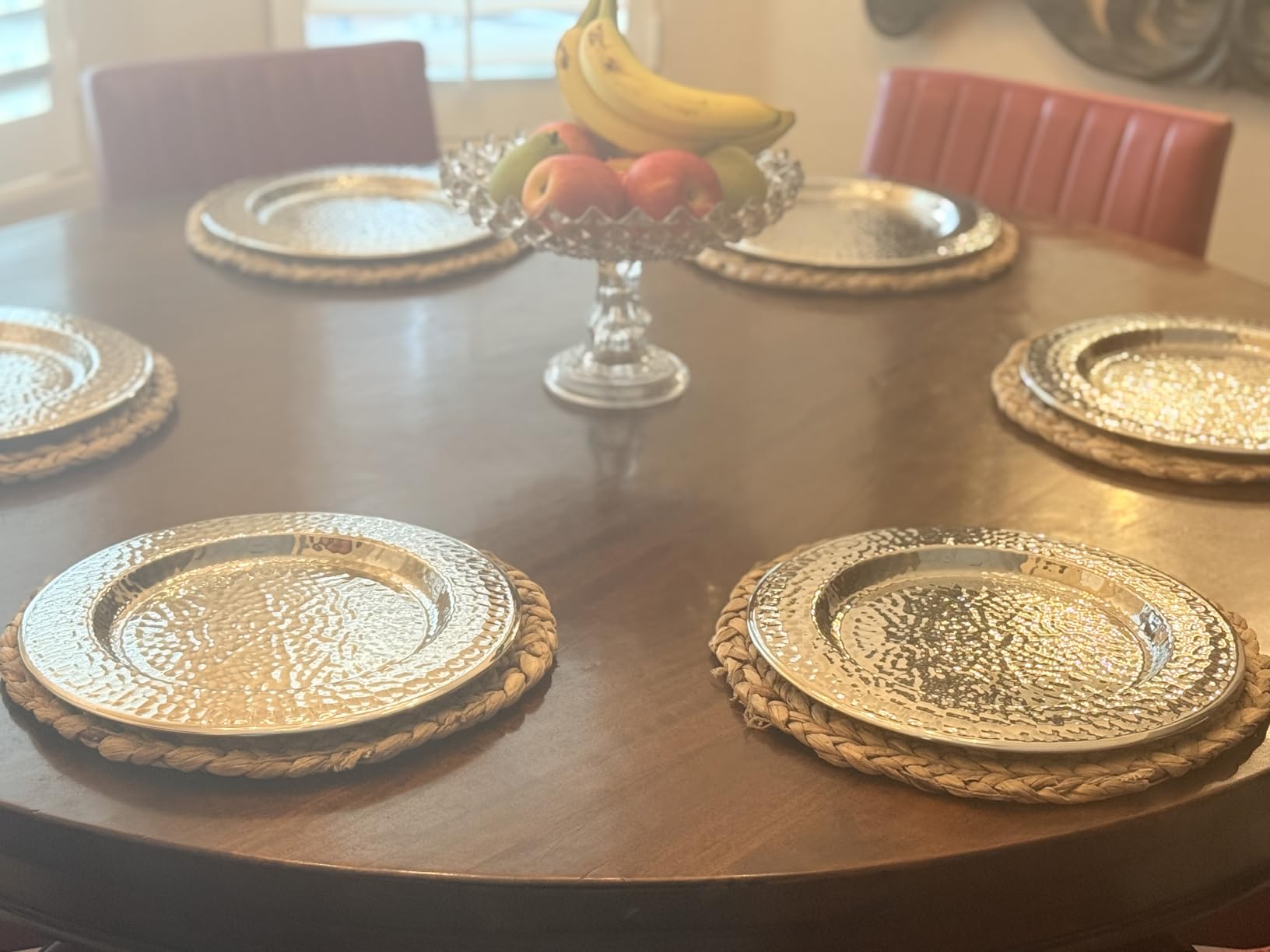 Brightalk 13-Inch Stainless Steel Hammered Charger Plates, Silver Dinner Plate Chargers Set of 6, Round Server Ware customer photo 2