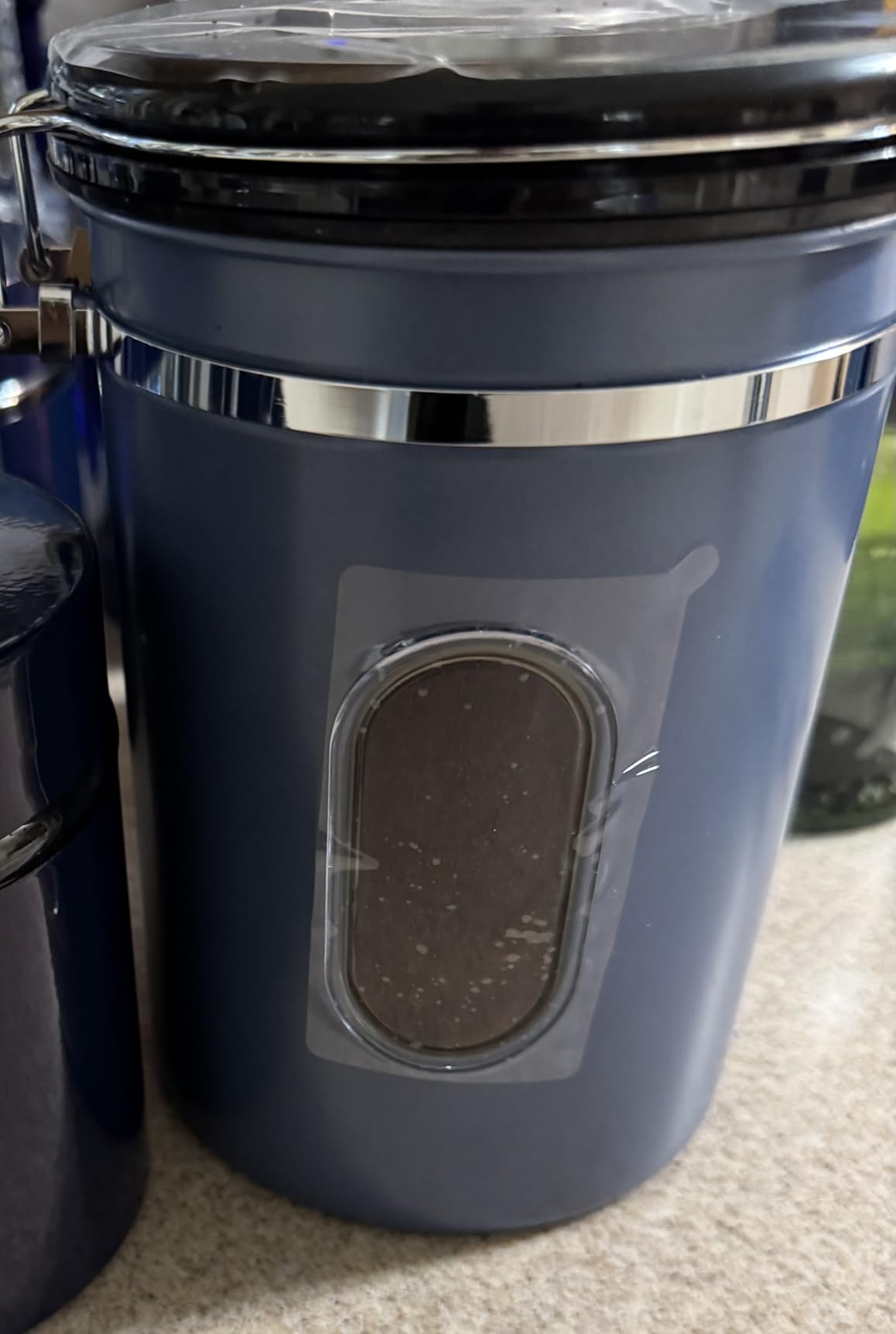 1800ML Airtight Coffee Canister with Date Tracker&Transparent Window, 22.8OZ Coffe Beans Storage with 30ML Measure Spoon&4 co2 Valve, Coffee Container for Grounds Coffee, Beans, Tea, Sugar&Flour(Blue) customer photo 1