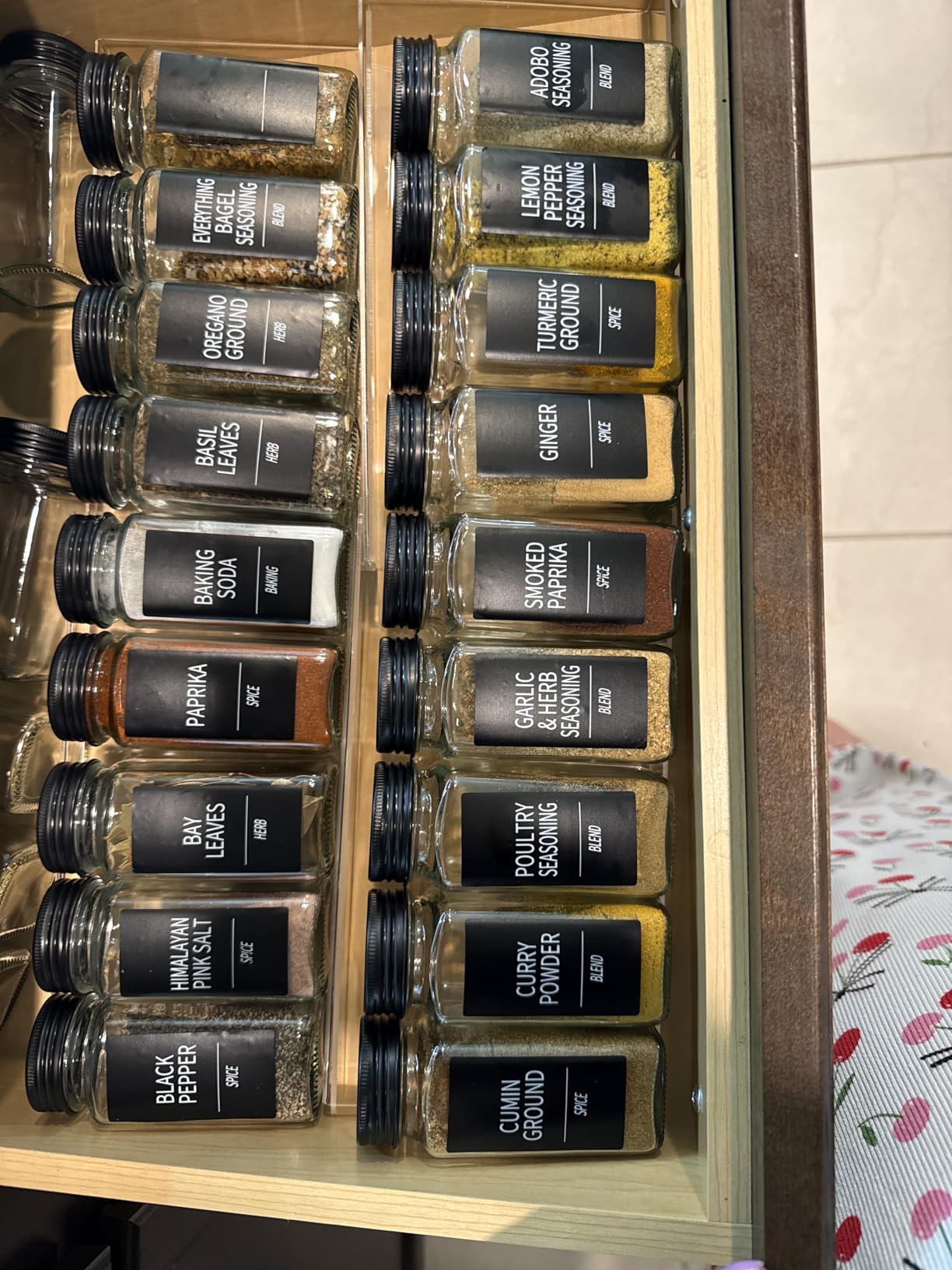 Suneerplay Spice Drawer Organizer 4 Tier, Acrylic Seasoning Organizer Rack, Clear Spice Rack Tray, Kitchen Seasoning Jars Drawers Insert (Jars Not Included/Expandable From 9