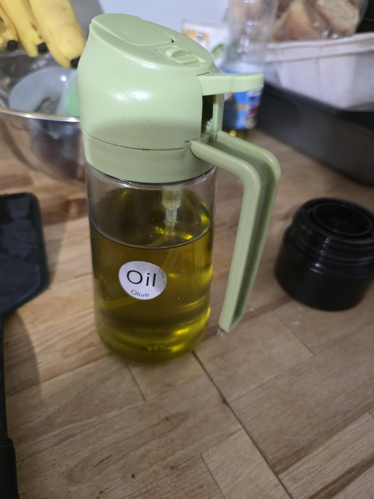 YARRAMATE 16oz/470ml Glass Olive Oil Sprayer for Cooking with Stickers, 2 in 1 Oil Dispenser for Kitchen Gadgets, Food Grade Premium Spray Bottle with Portion Control for Salad, Frying, BBQ (Black) customer photo 1