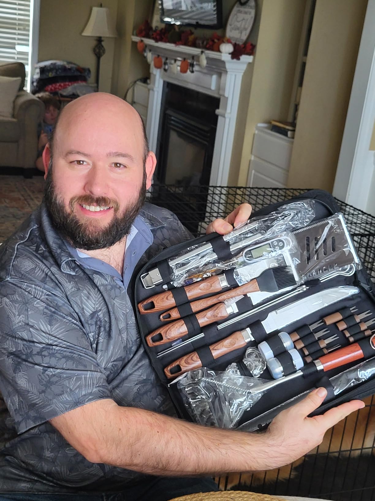 RINPIR 31pcs BBQ Grill Accessories Gifts for Men Dad, Heavy Duty Grilling Tools Gift Set for Father's Day, Stainless Steel BBQ Utensils Kit with Mats, Grill Brush in Carrying Bag Brown customer photo 2