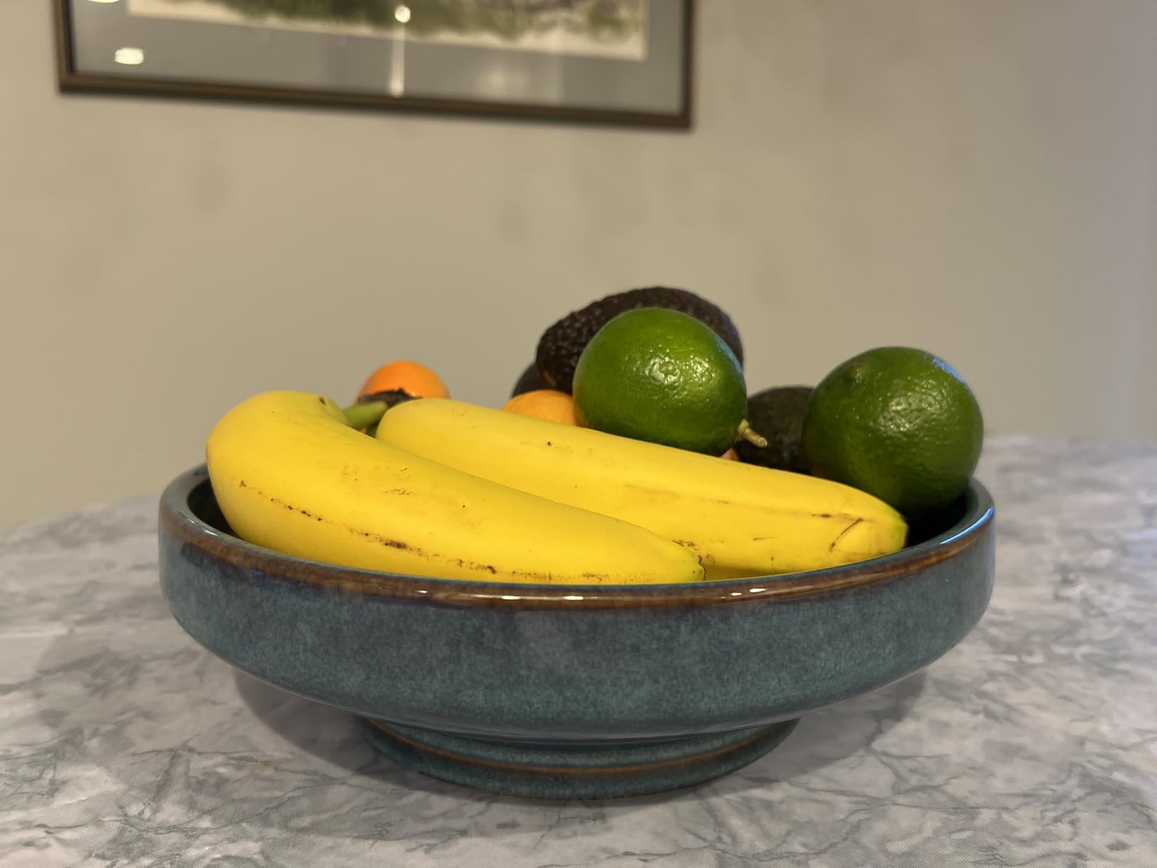 Ceramic Fruit Bowl for Kitchen Counter,Decorative Pedestal Bowl for Table Countertop,Large Footed Serving Bowl,10.2 Inch (peacock Green) customer photo 2