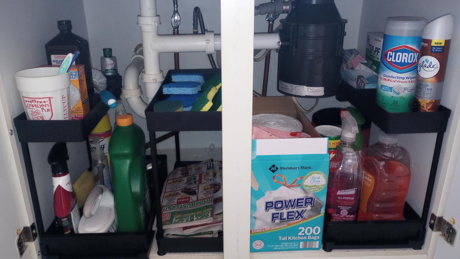 Sevenblue 3 Pack Multi-Purpose Pull-Out Storage Organizers, 2-Tier L-Shaped Under Sink/Cabinet Organizers and Storage for Bathroom & Kitchen, Black, 12.8 Inches customer photo 2