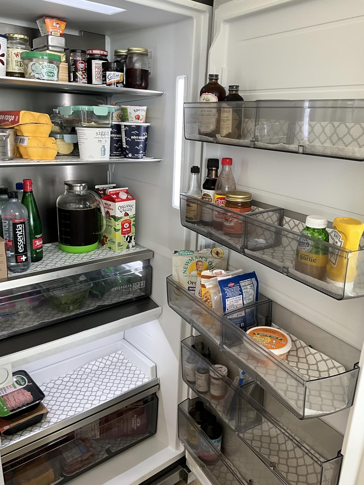 Cooyes Non Slip Refrigerator Liners, 2-in-1 Fridge Mats and Fresh-Keeping Shelf Liners, Absorbs Excess Moisture, BPA-Free, Multiple Sizes for Glass Shelves Kitchen Cabinets Drawers, 6 Pack, 12