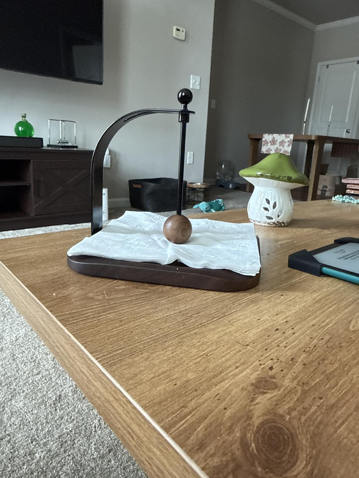 Black Walnut Wooden Napkin Holder for Table - Square Tabletop Windproof Cocktail Napkin with Metal Accents, Fits 5-7 Inch Napkins for Kitchen,Office,Restaurant, Hotel,Cafe, Bar,Outdoor customer photo 2