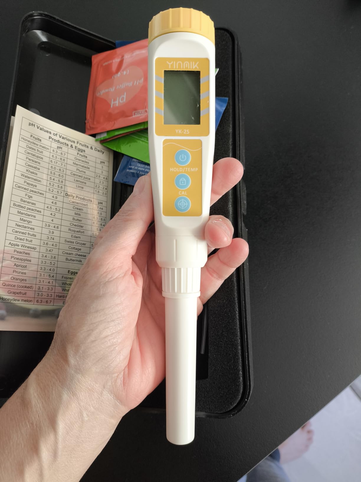 Digital Food pH Meter YINMIK pH Meter Food Fermentation with Calibration Solution Kit pH Test Strips for Food Spear Tip pH Meter Probe for Dough Sushi Rice Fermenting Sausage Meat Soap Cheese customer photo 1