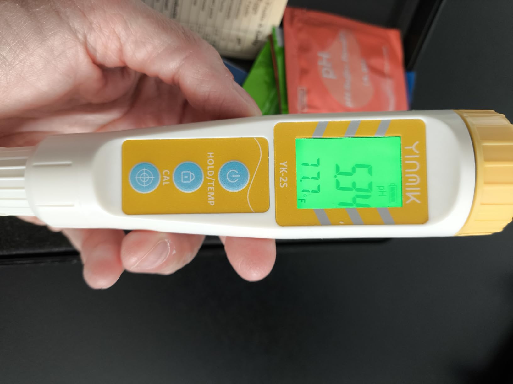 Digital Food pH Meter YINMIK pH Meter Food Fermentation with Calibration Solution Kit pH Test Strips for Food Spear Tip pH Meter Probe for Dough Sushi Rice Fermenting Sausage Meat Soap Cheese customer photo 2