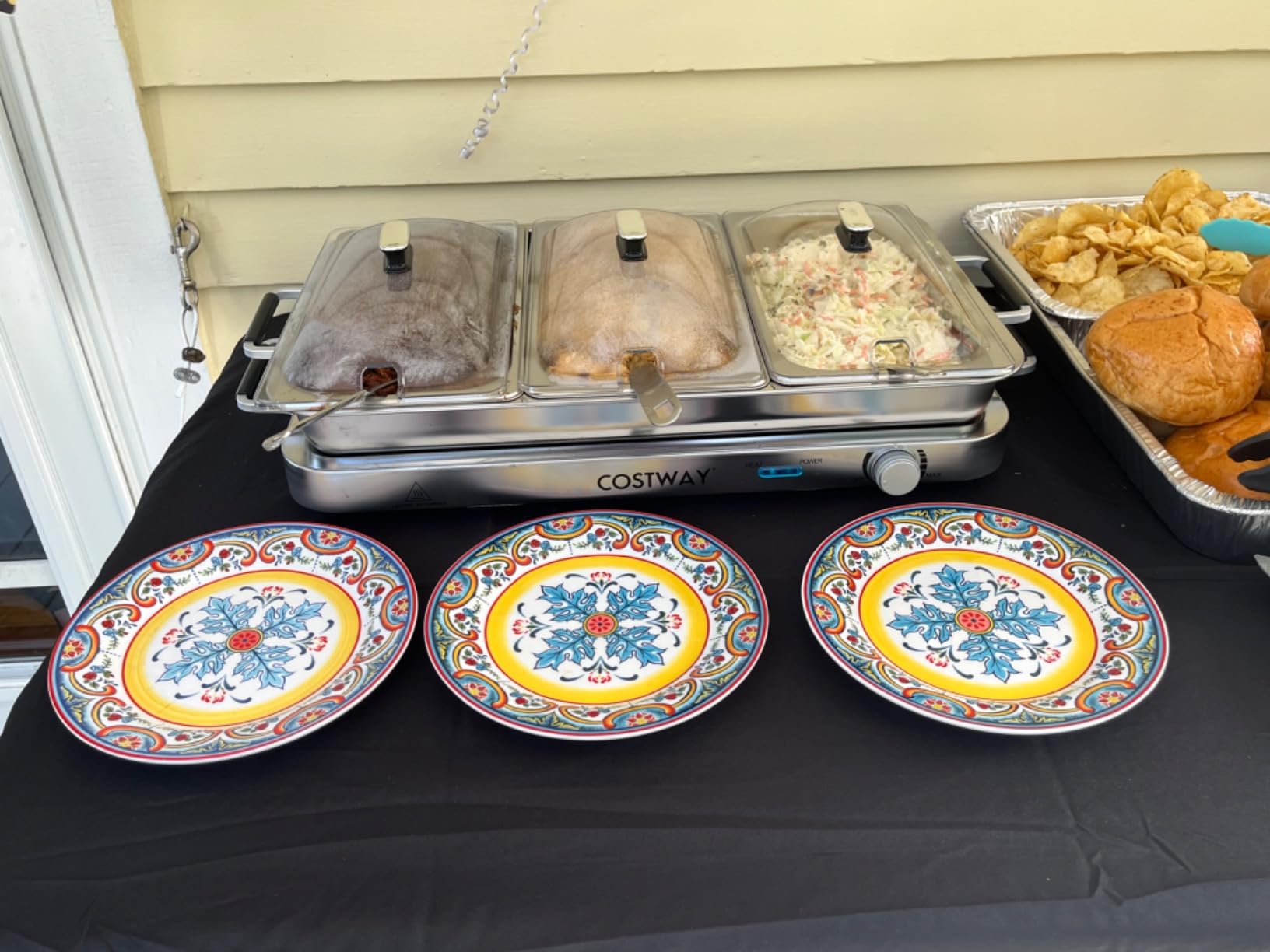 Giantex Buffet Server & Electric Food Warmer, 2-in-1 Food Warming Tray, Adjustable Temperature, 3 Food Pans with Lids, Dishwasher Safe, 8 QT Stainless Steel Chafing Dishes for Parties Holiday Events customer photo 1