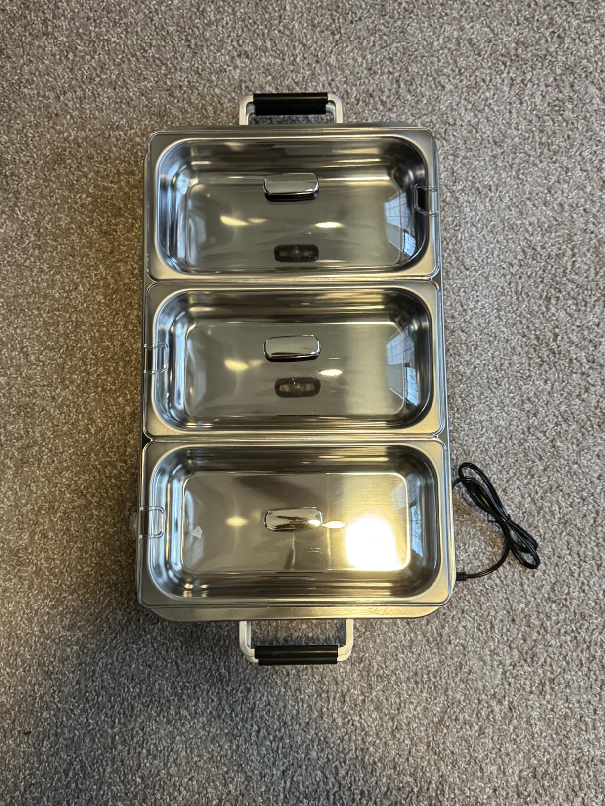 Giantex Buffet Server & Electric Food Warmer, 2-in-1 Food Warming Tray, Adjustable Temperature, 3 Food Pans with Lids, Dishwasher Safe, 8 QT Stainless Steel Chafing Dishes for Parties Holiday Events customer photo 2