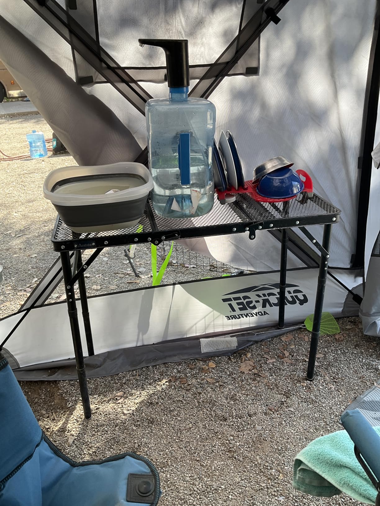 Anbte Folding Grill Table, Aluminum Camping Table Adjustable Height Max 27.5