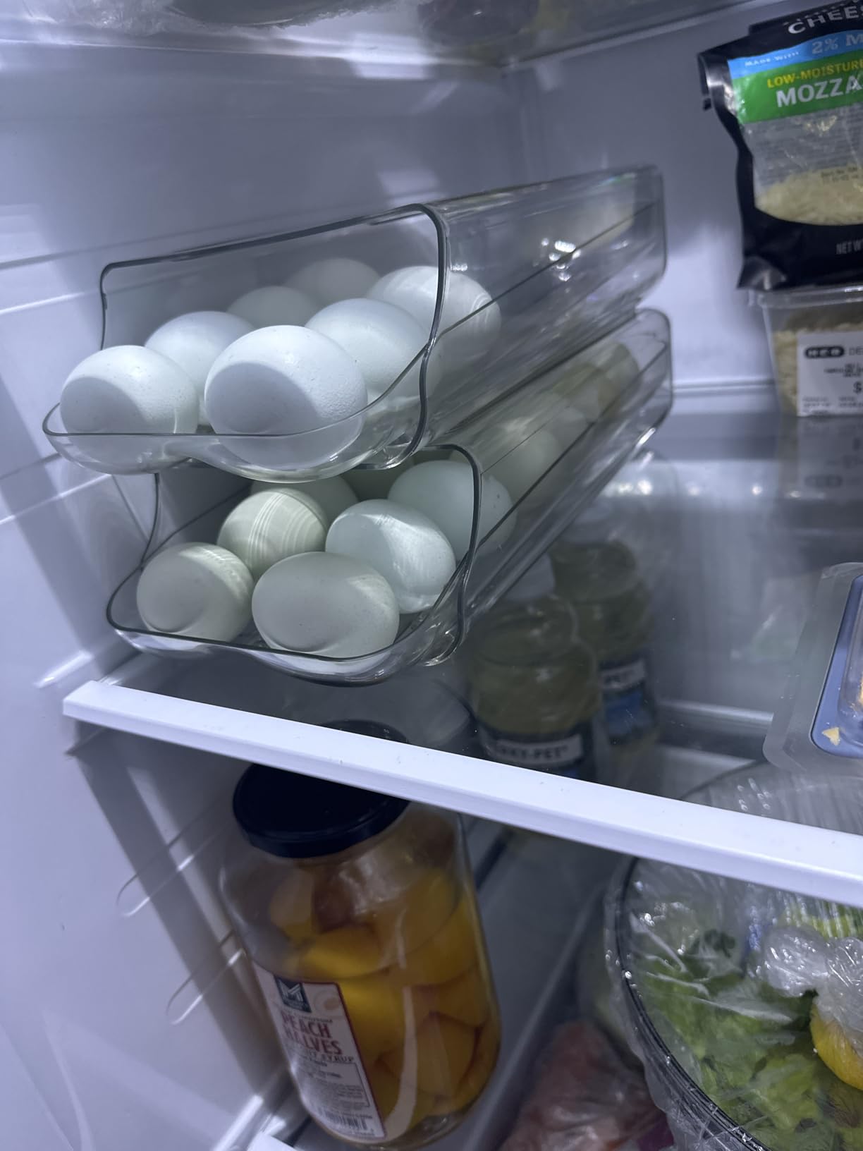 theaoo Egg Holder for Fridge, Automatic Rolling Egg Container for Refrigerator, Clear Plastic Egg Dispenser, Stackable Eggs Organizer with Quick Removable inner Tray For Organizers and Storage, 2 Pack customer photo 1